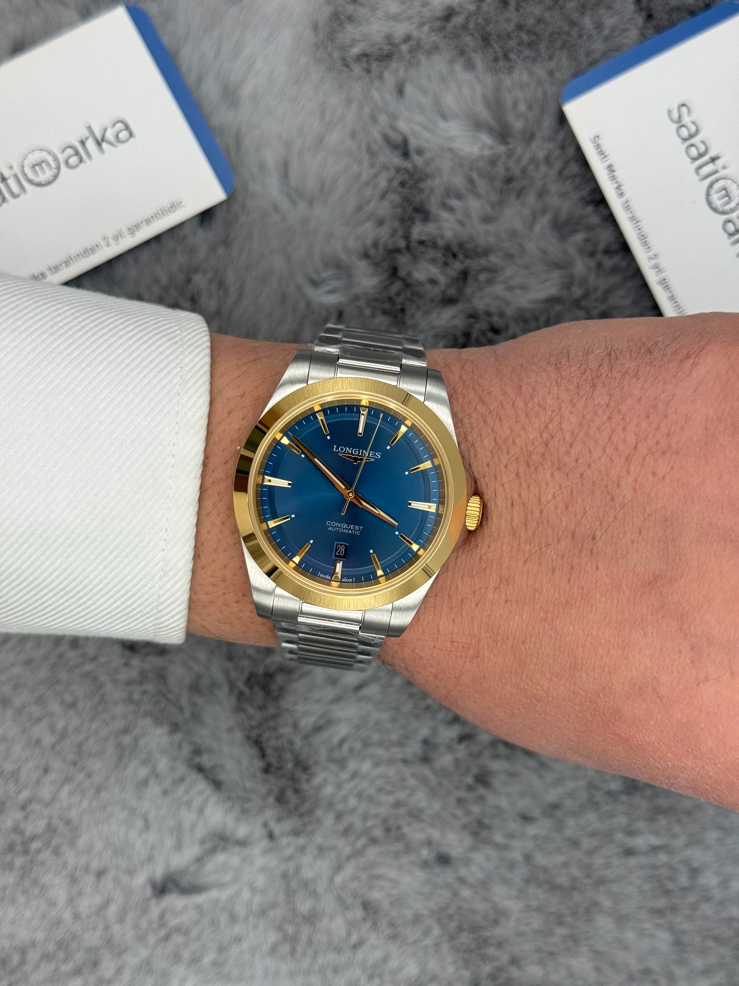 LONGİNES CONQUEST 41MM LACİVERT KADRAN GOLD BEZEL SİLVER KASA KORDON