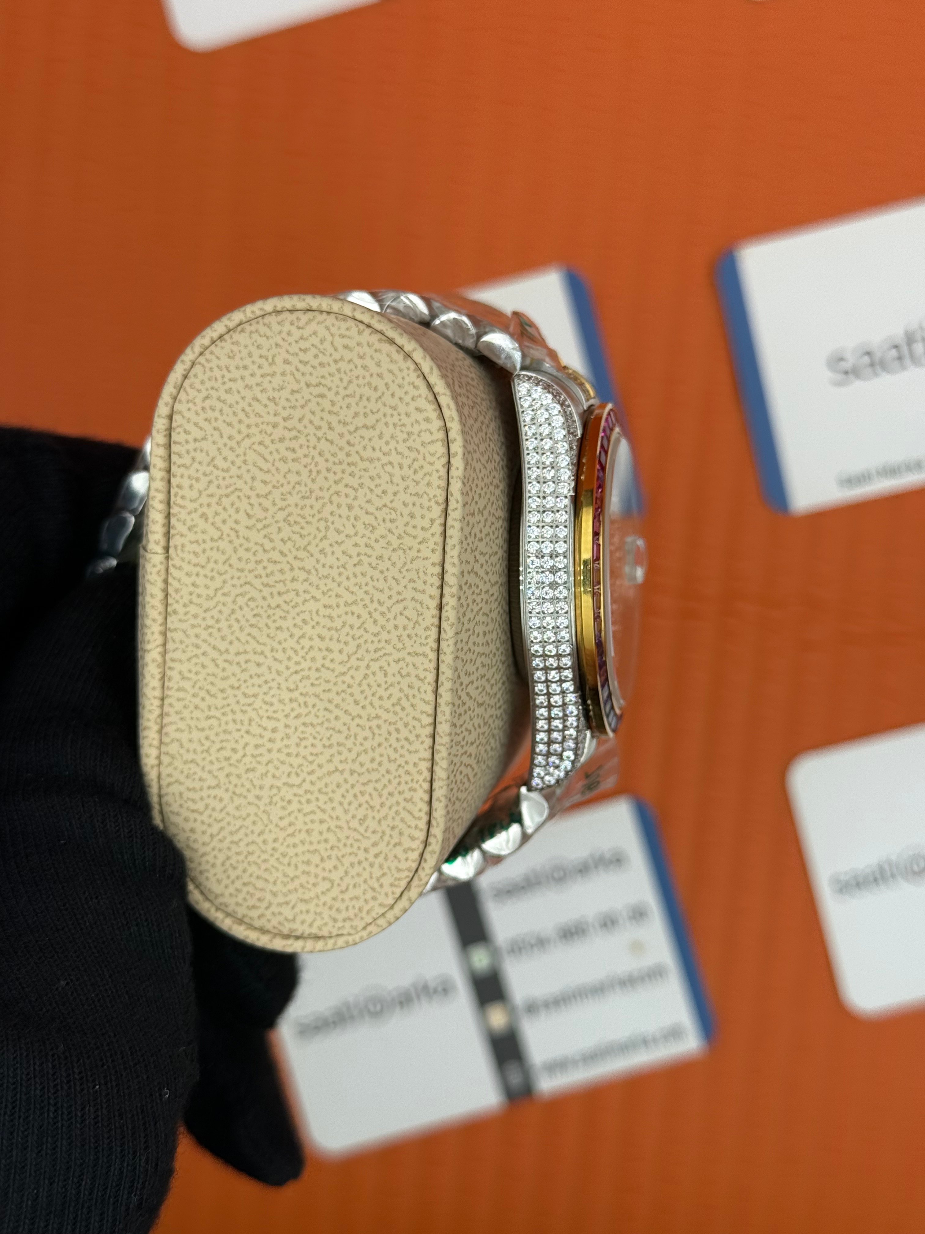 ROLEX Datejust taşlı kasa kordon gold silver 