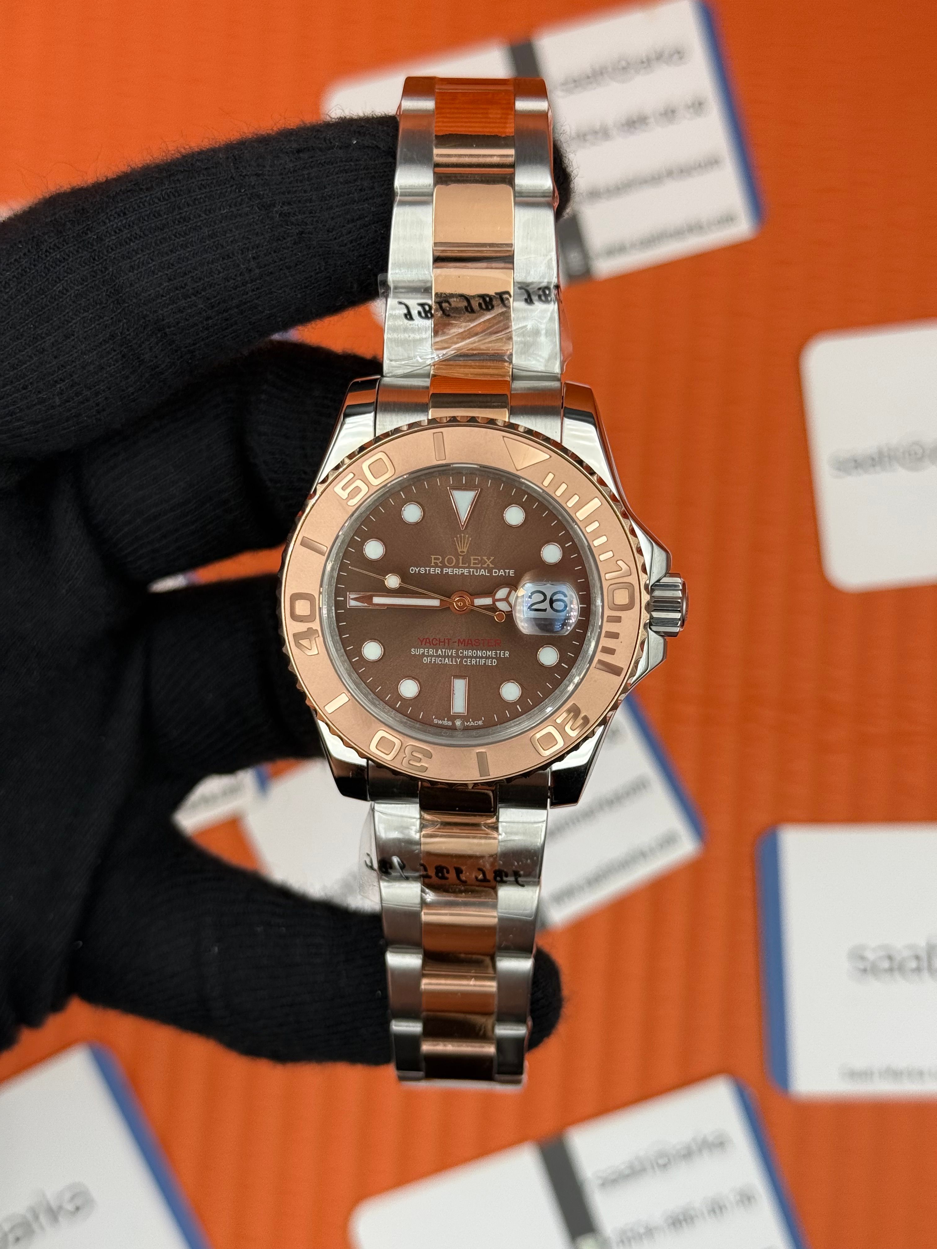 ROLEX Yacht Mater oyster oyster chocolate dial rose silver kordon