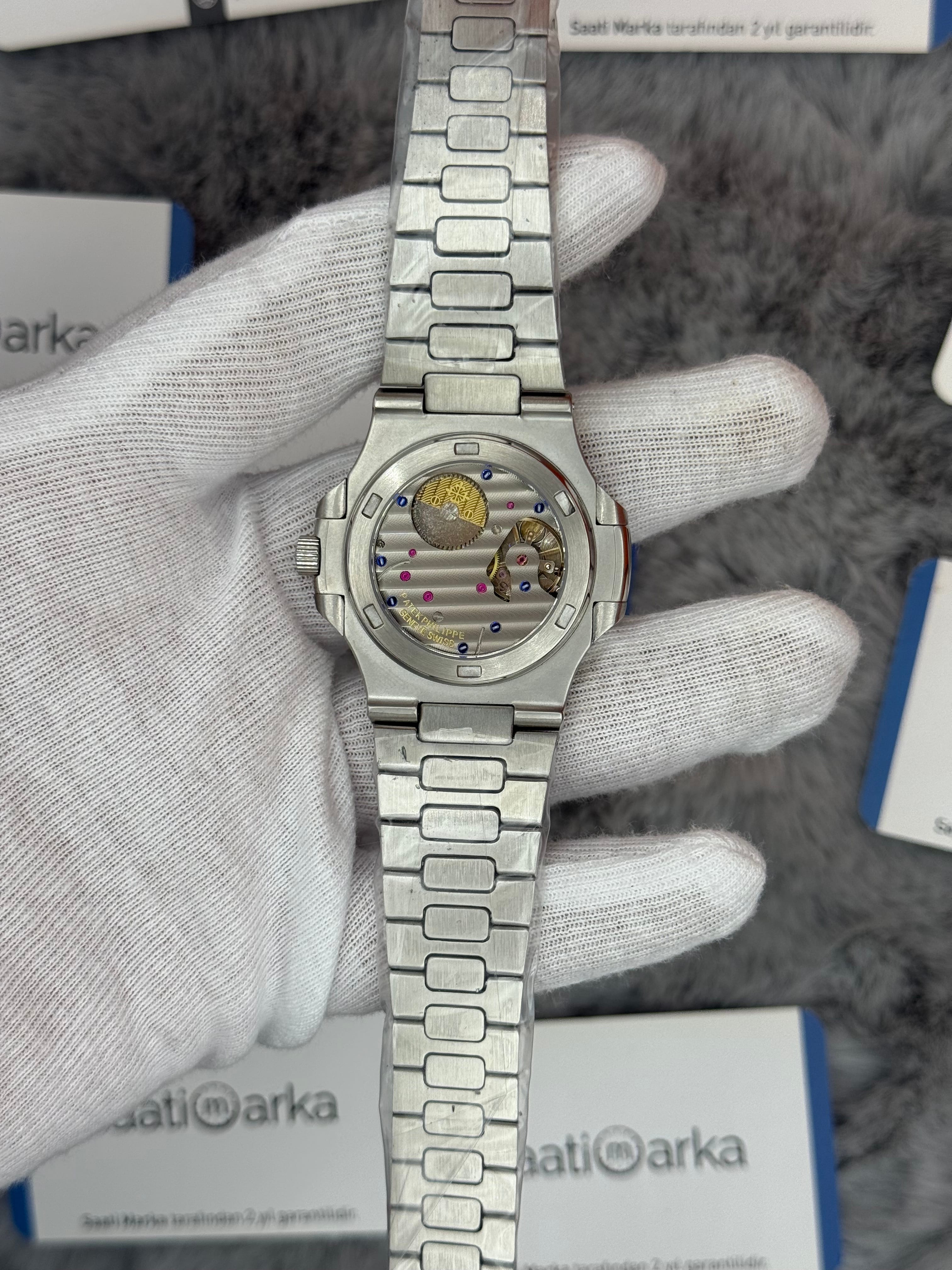 PATEK PHİLİPPE nautilus moontphase 5712 yeşil kadran silver kasa kordon 40mm erkek kol saati