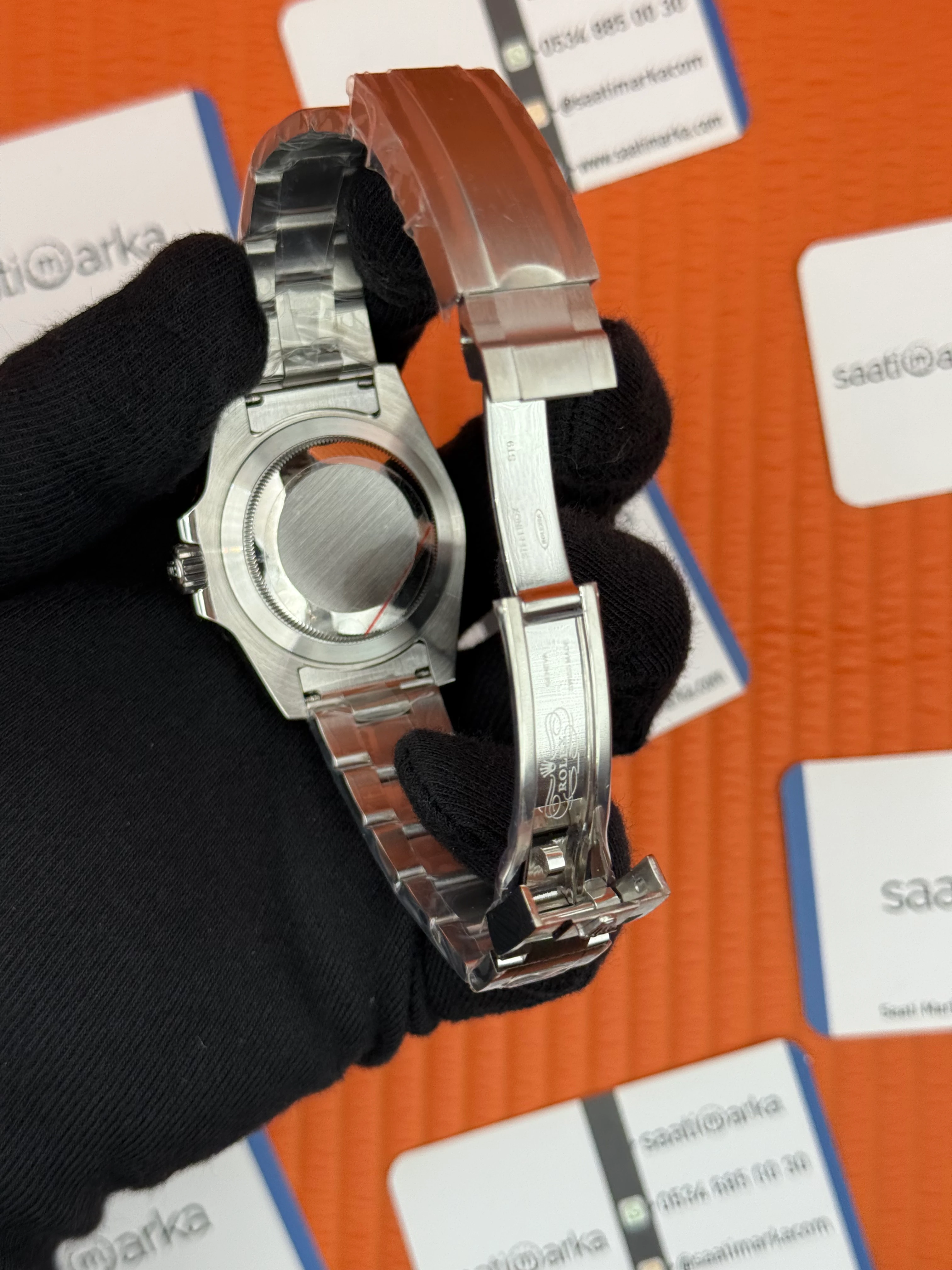 ROLEX Submariner black dial blue bezel silver kasa-kordon