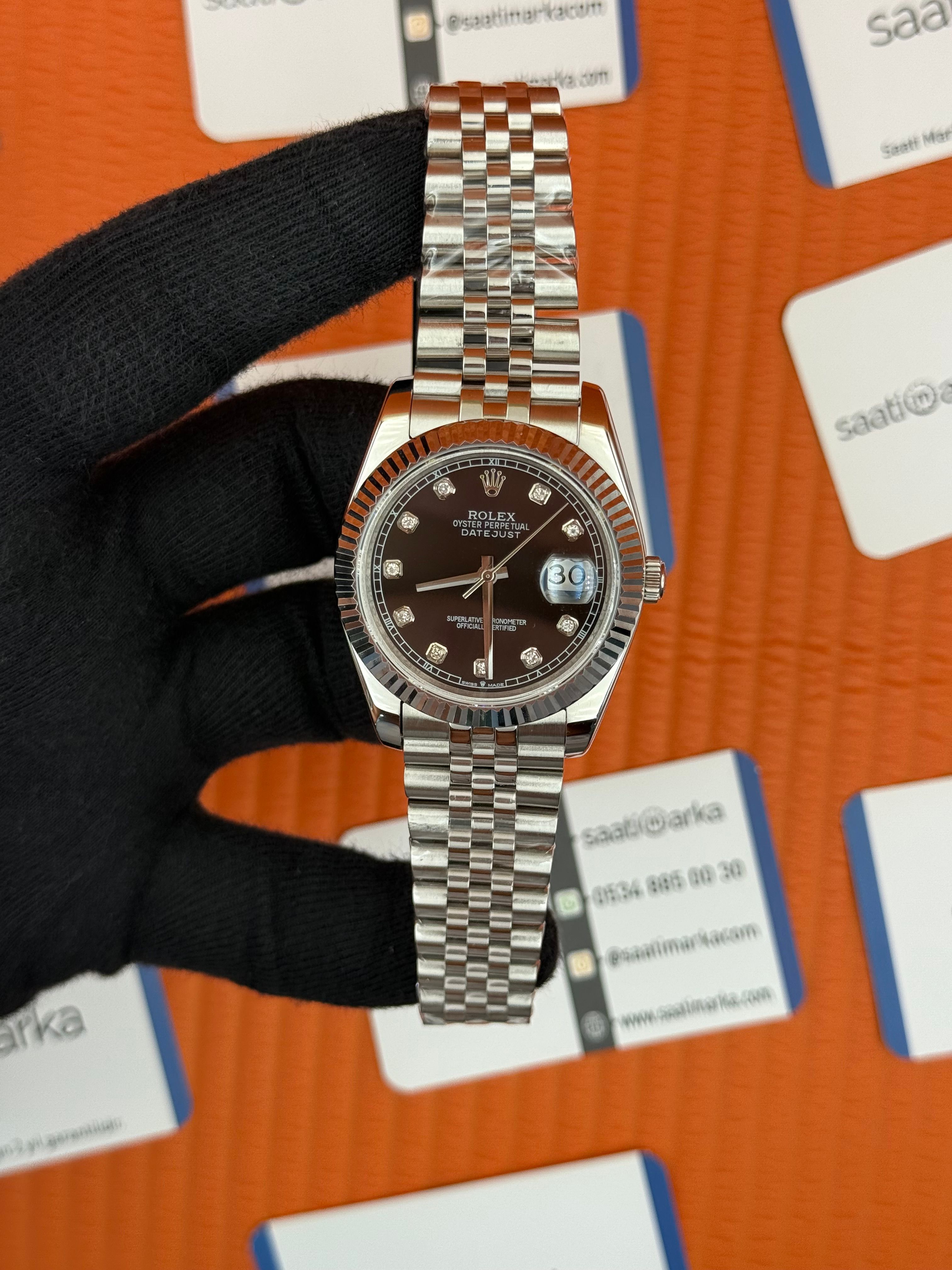 ROLEX Datejust baget taşlı black dial silver jubilee kordon