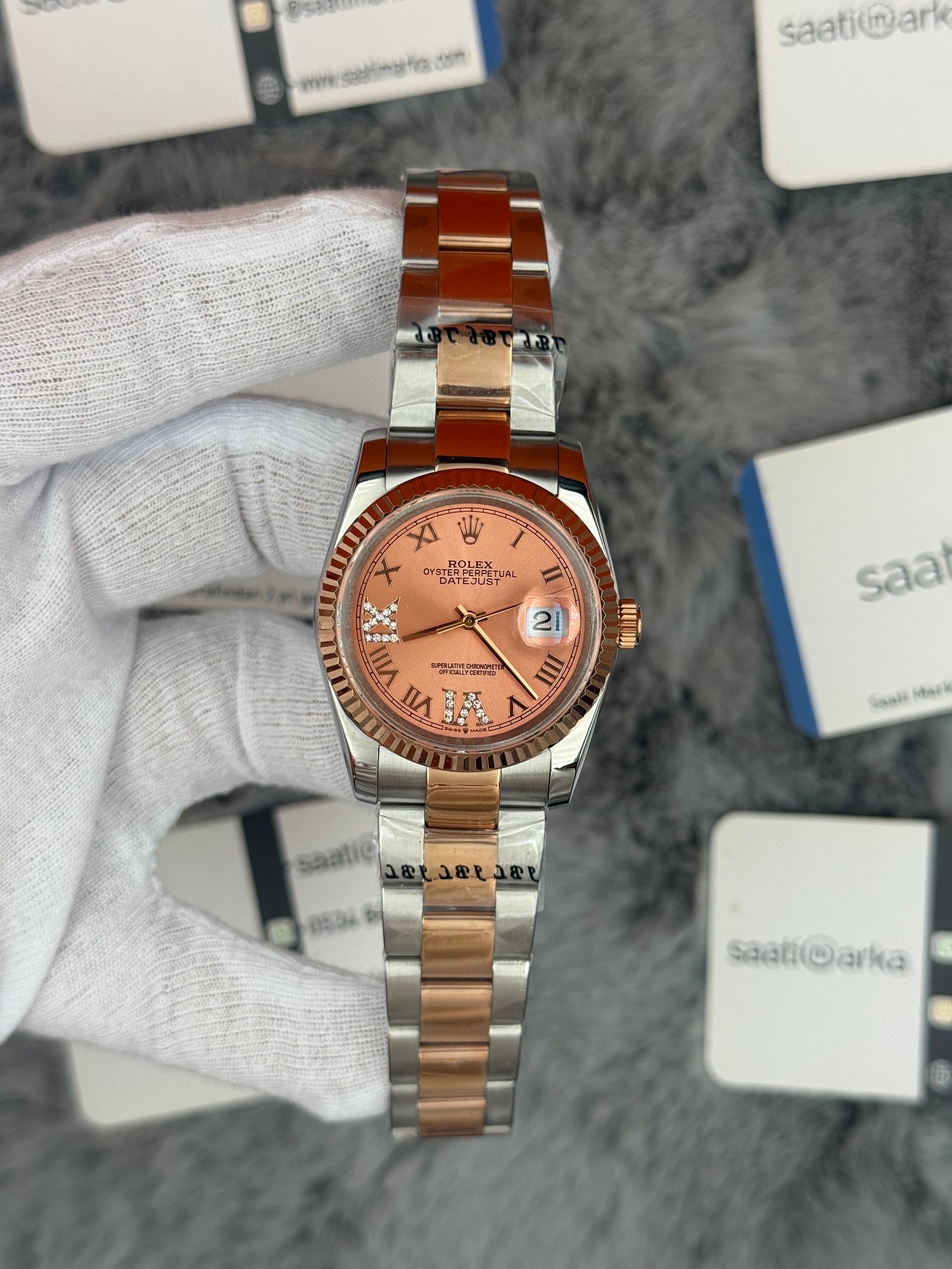 ROLEX datejust 36mm rose kadran silver kasa rose silver oyster kordon 