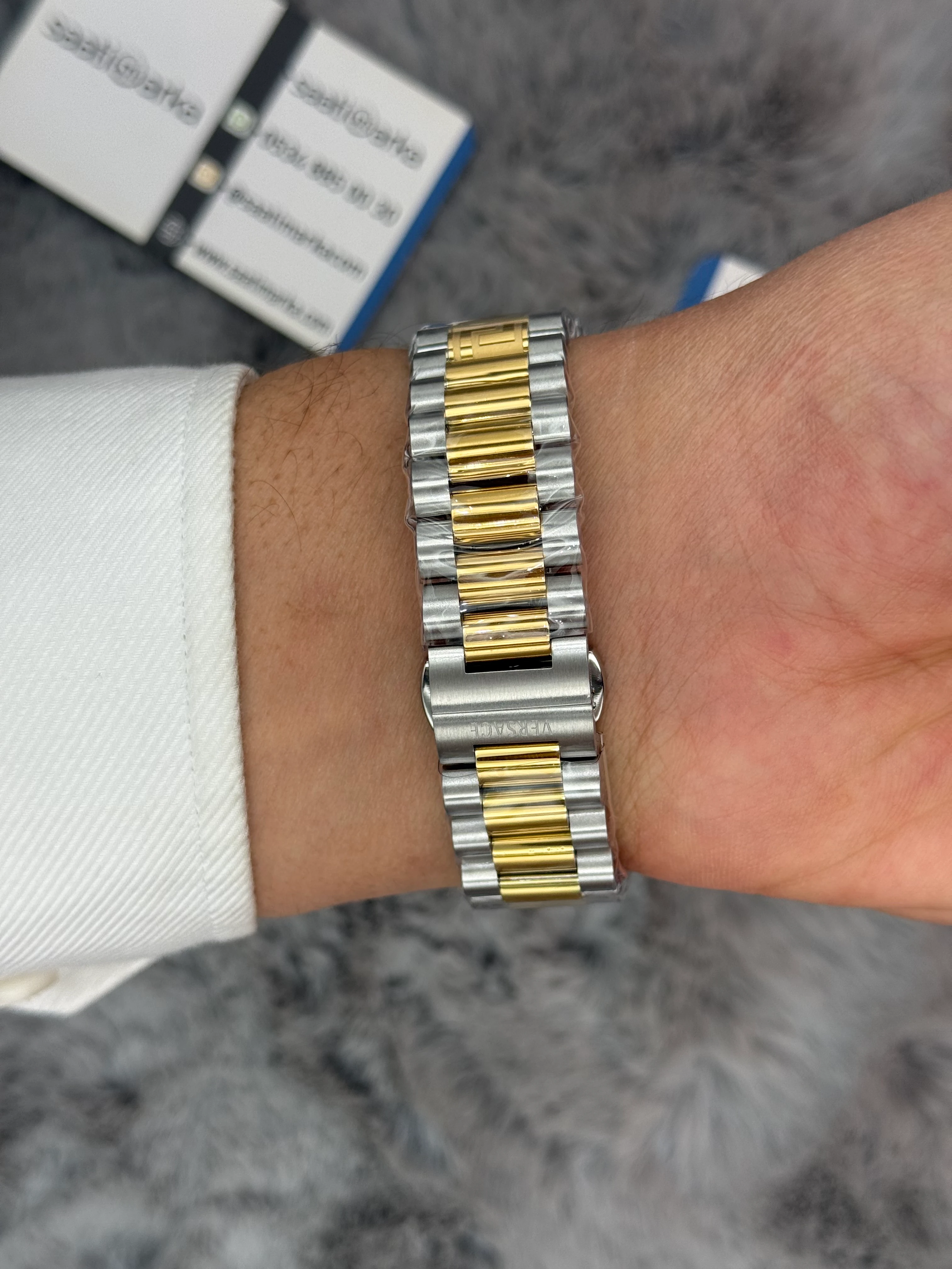 VERSACE 40MM MAVİ KADRAN GOLD SİLVER KASA KORDON ERKEK KOOL SAATİ