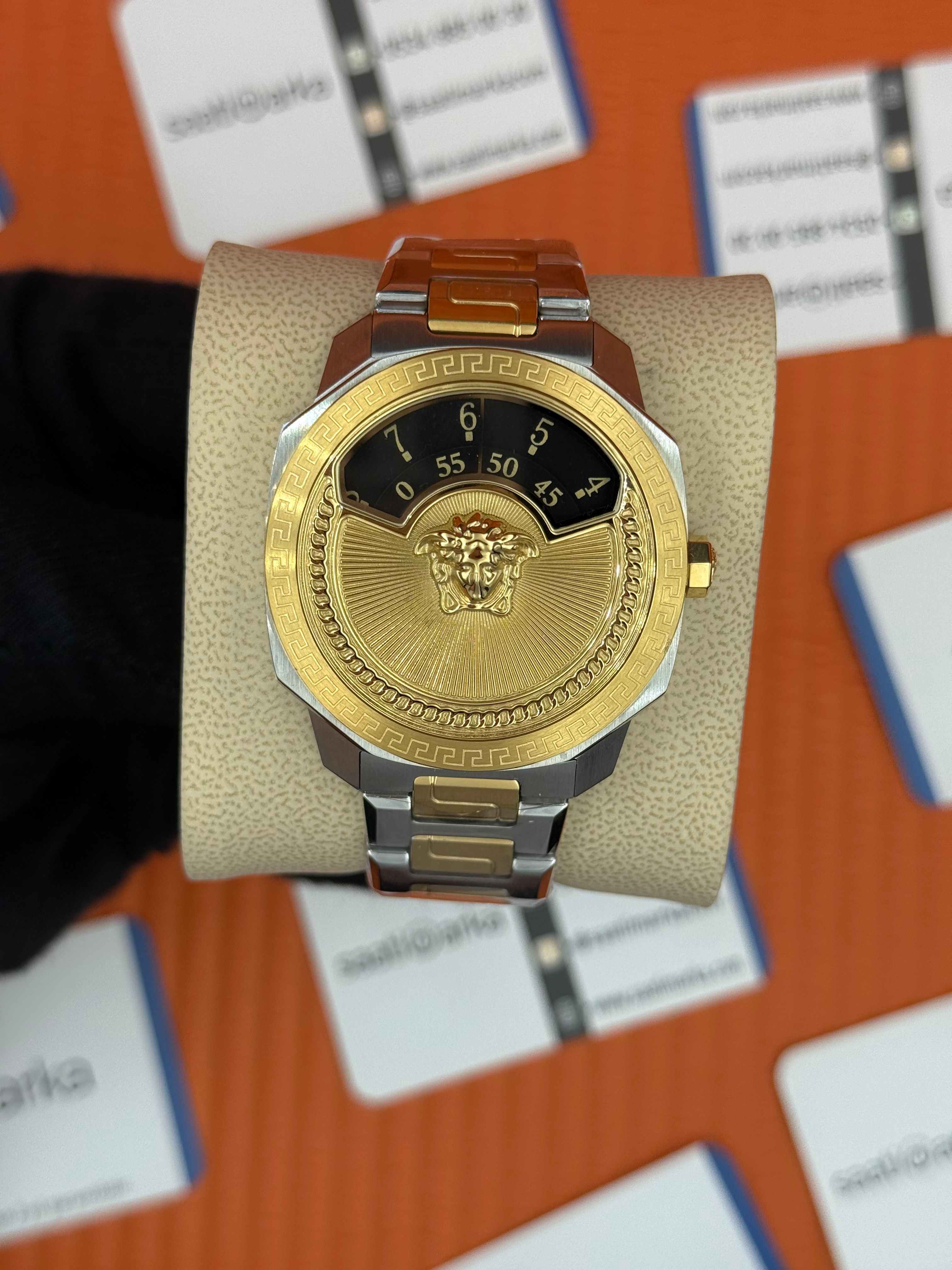 VERSACE ERKEK KOL SAATİ SİYAH KADRAN GOLD SİLVER KASA KORDON 