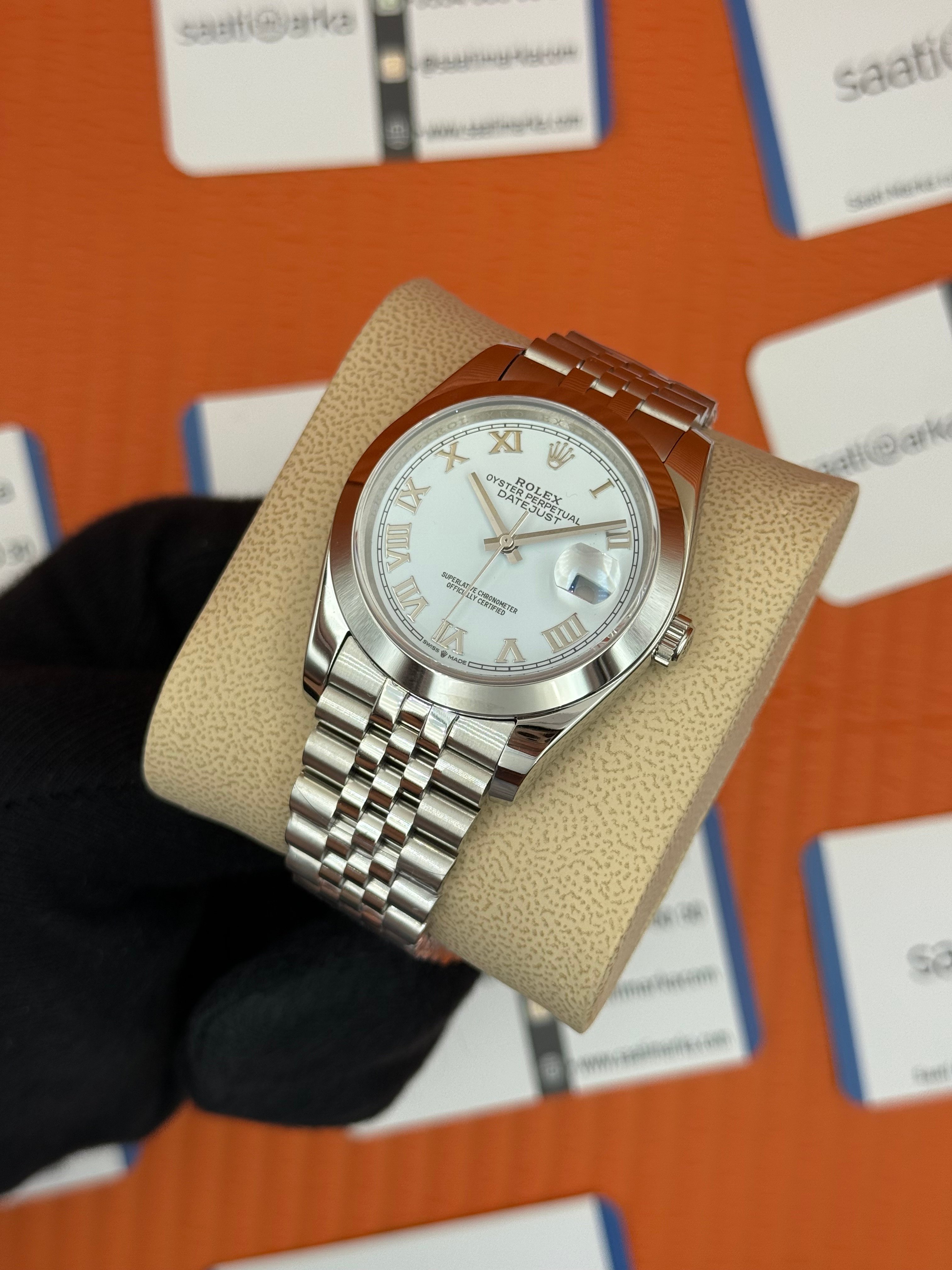 ROLEX Datejust roma rakamlı white dial silver jubilee kordon