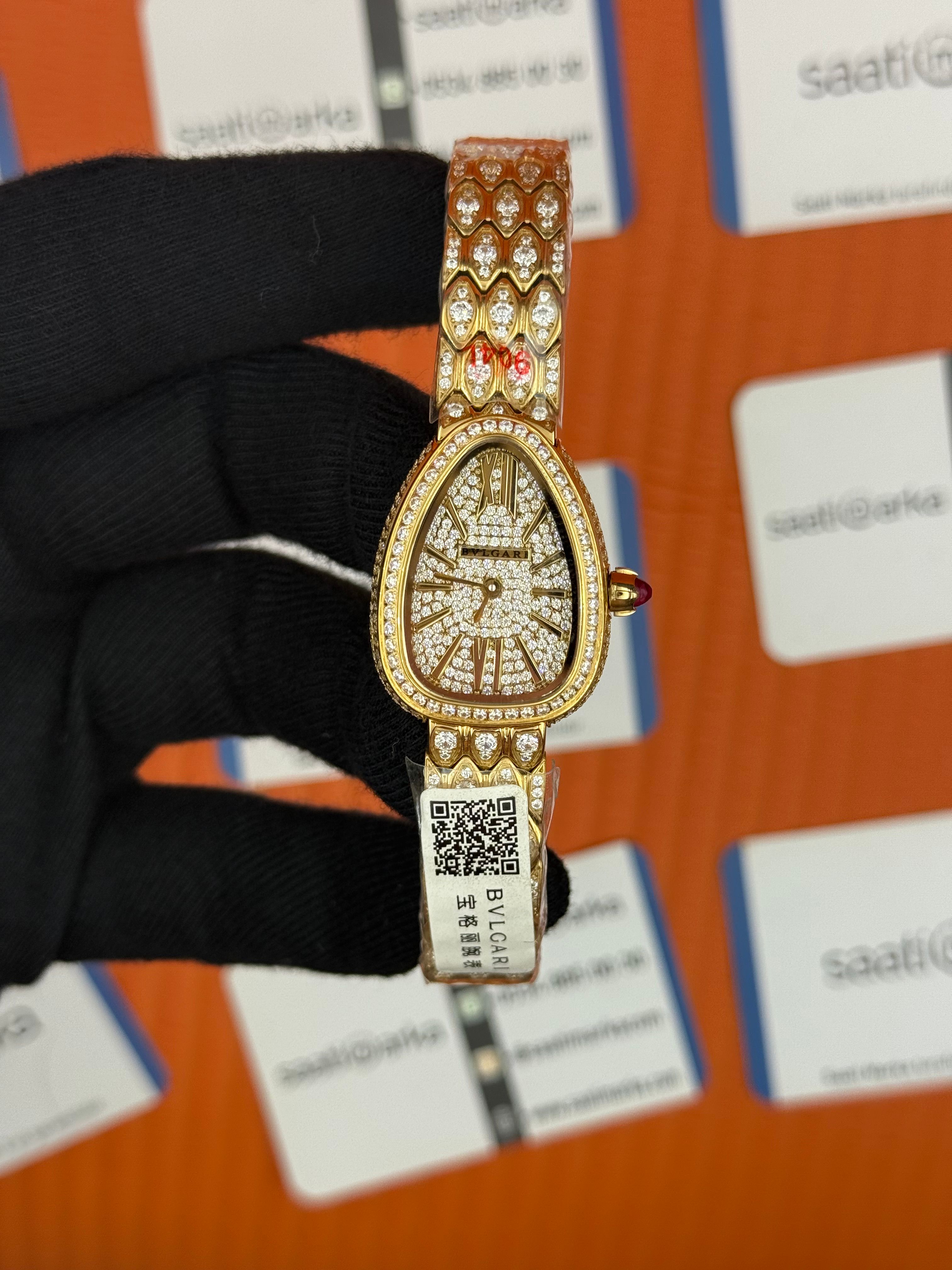 BVLGARİ serpenti seduttori full diamond gold kasa kordon kadın kol saati