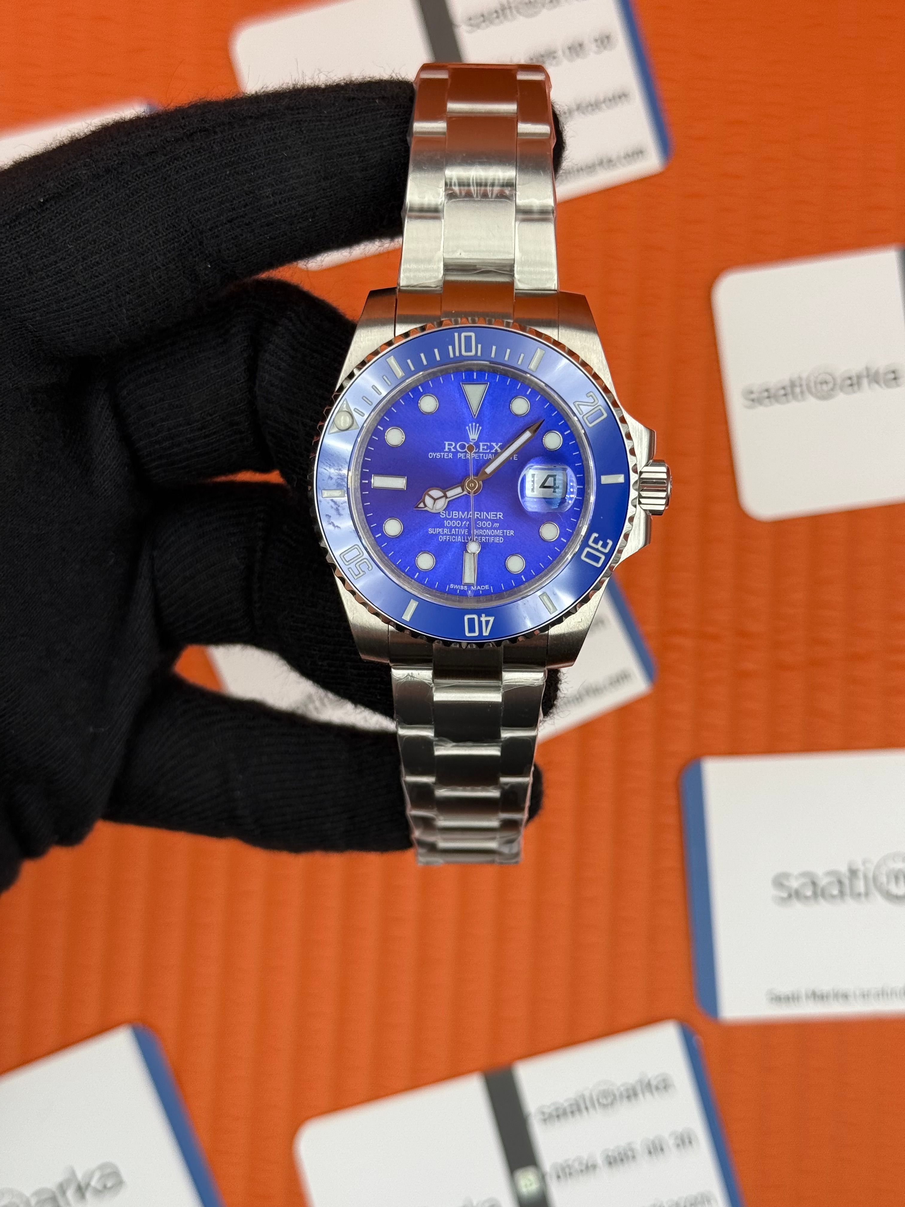 ROLEX Submariner blue dial bezel silver kasa-kordon