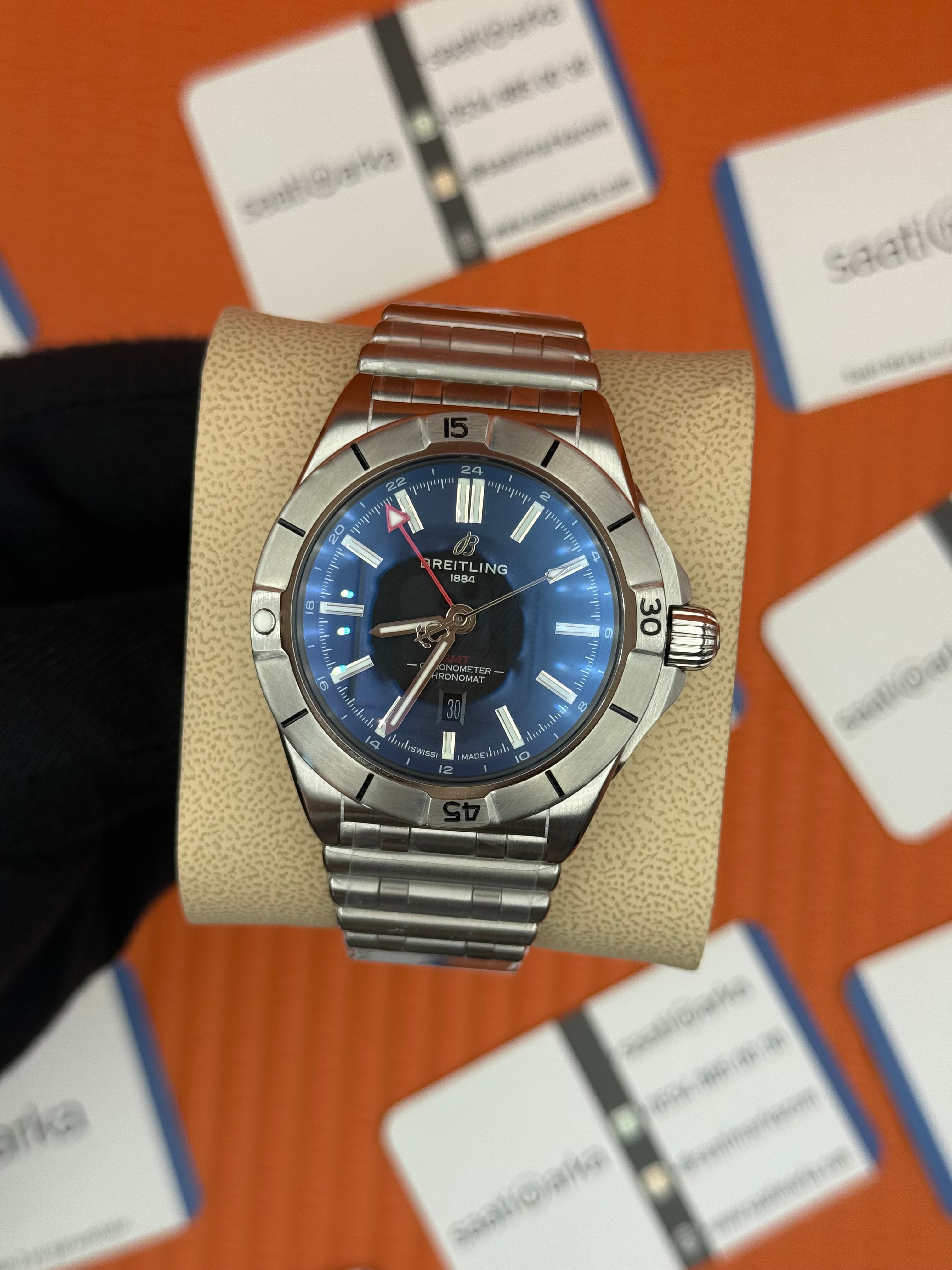 BREITLING GMT SİYAH KADRAN SİLVER KASA-KORDON