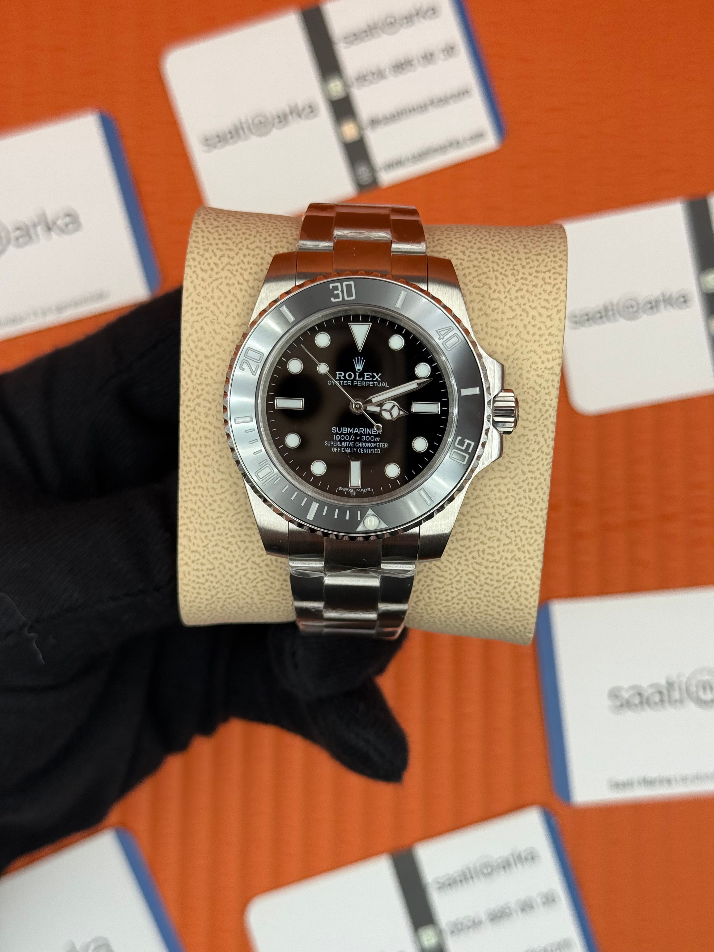 ROLEX Submariner no date black dial- bezel silver kasa-kordon