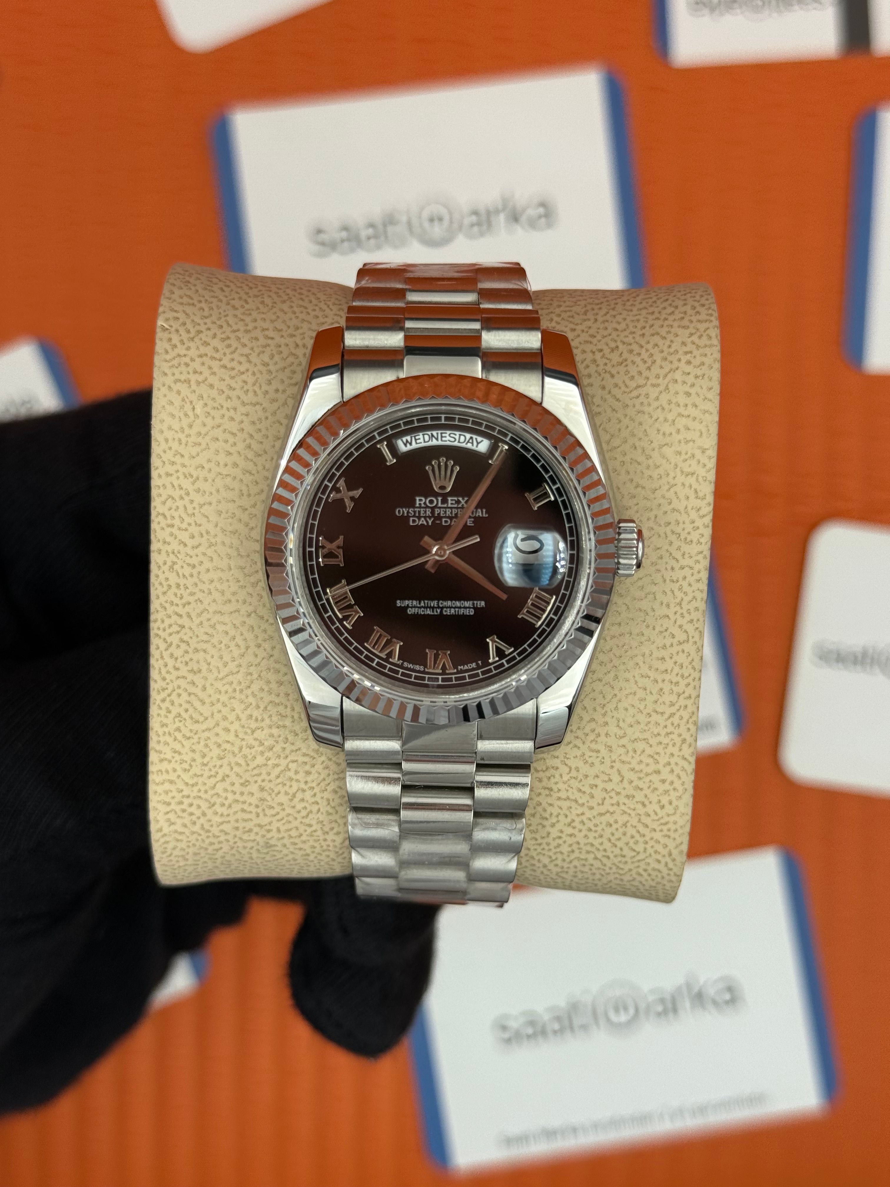 ROLEX day date 36mm siyah kadran silver president kadran 