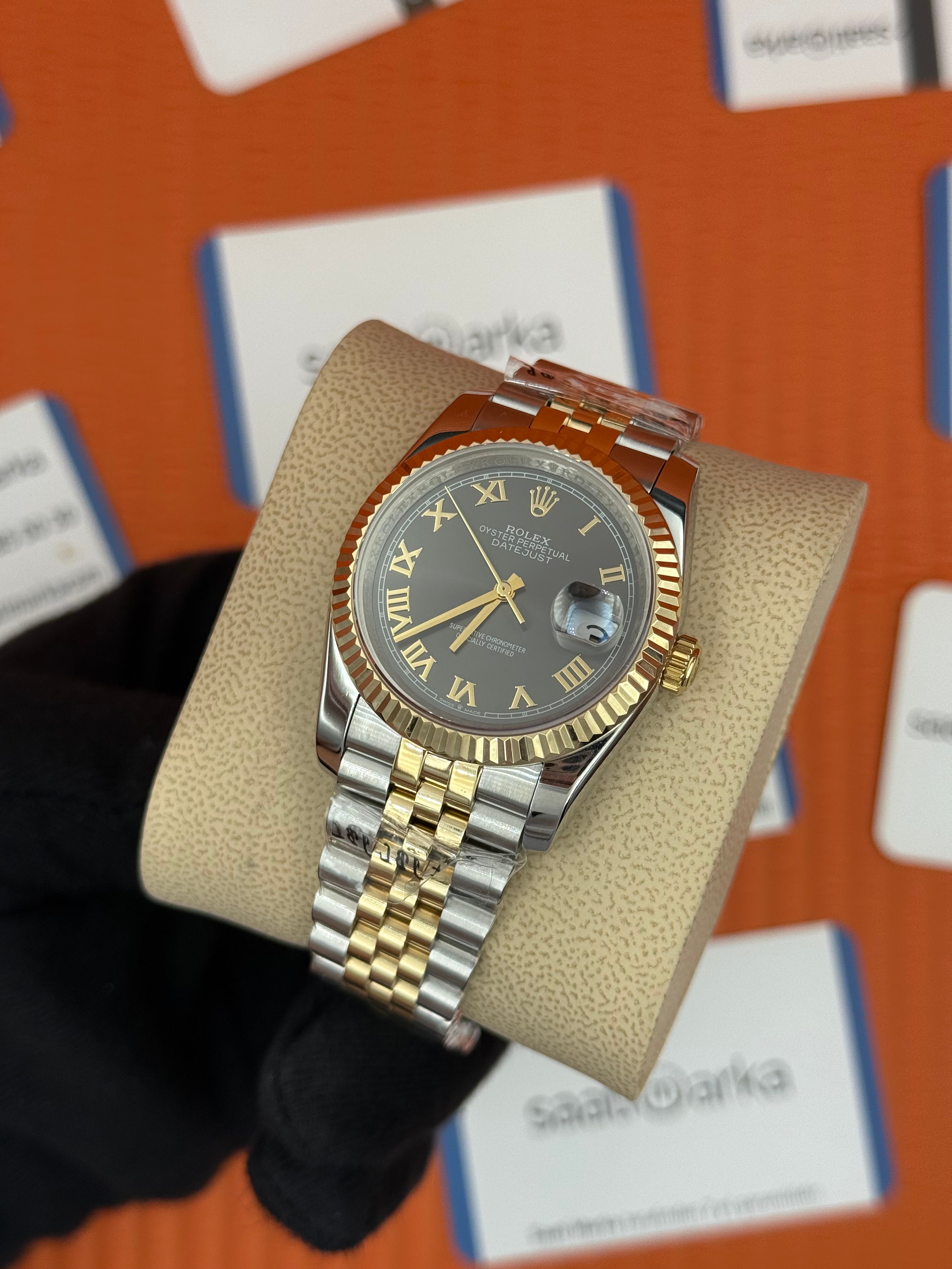 ROLEX datejust 36mm kadın kol saati gri kadran jubilee kordon