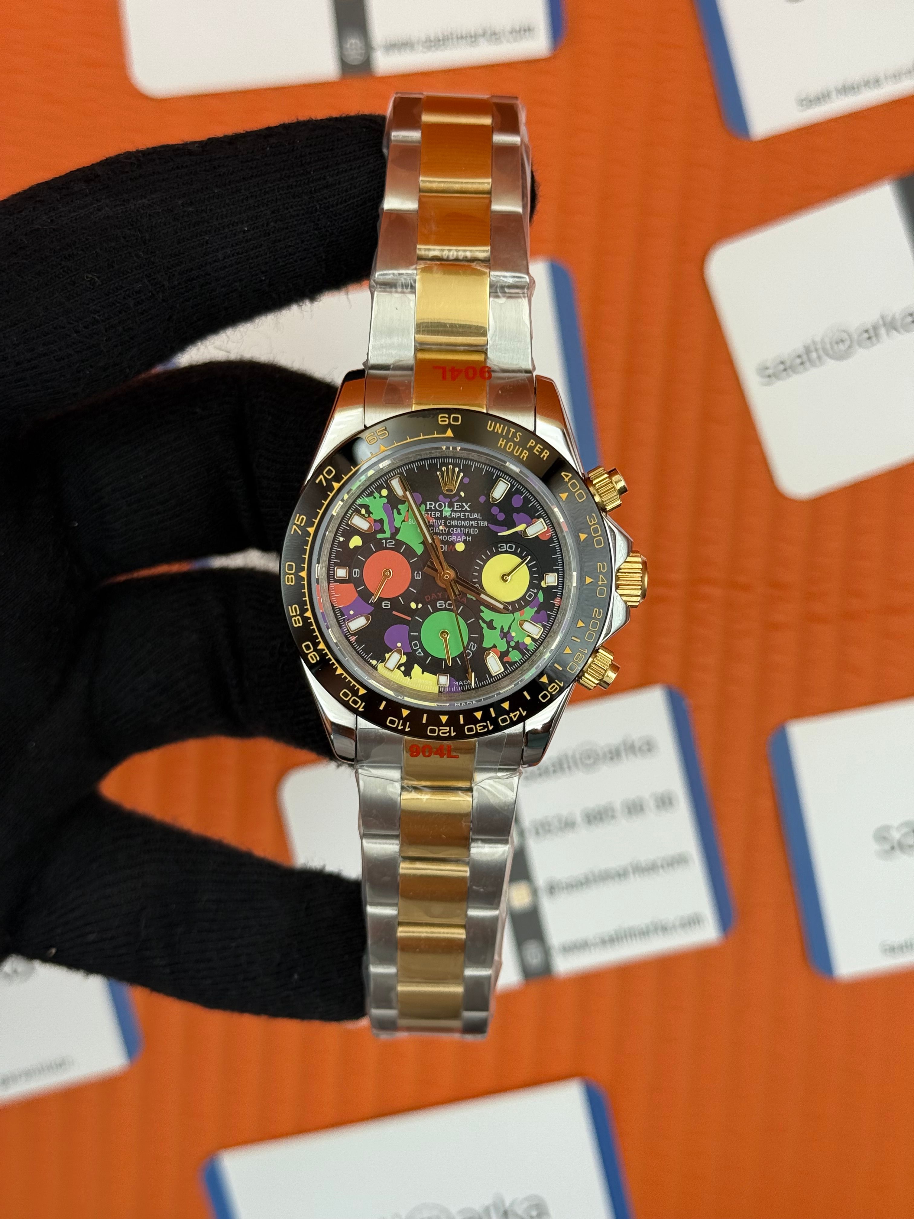 ROLEX Daytona colourful dial gold silver kasa-kordon