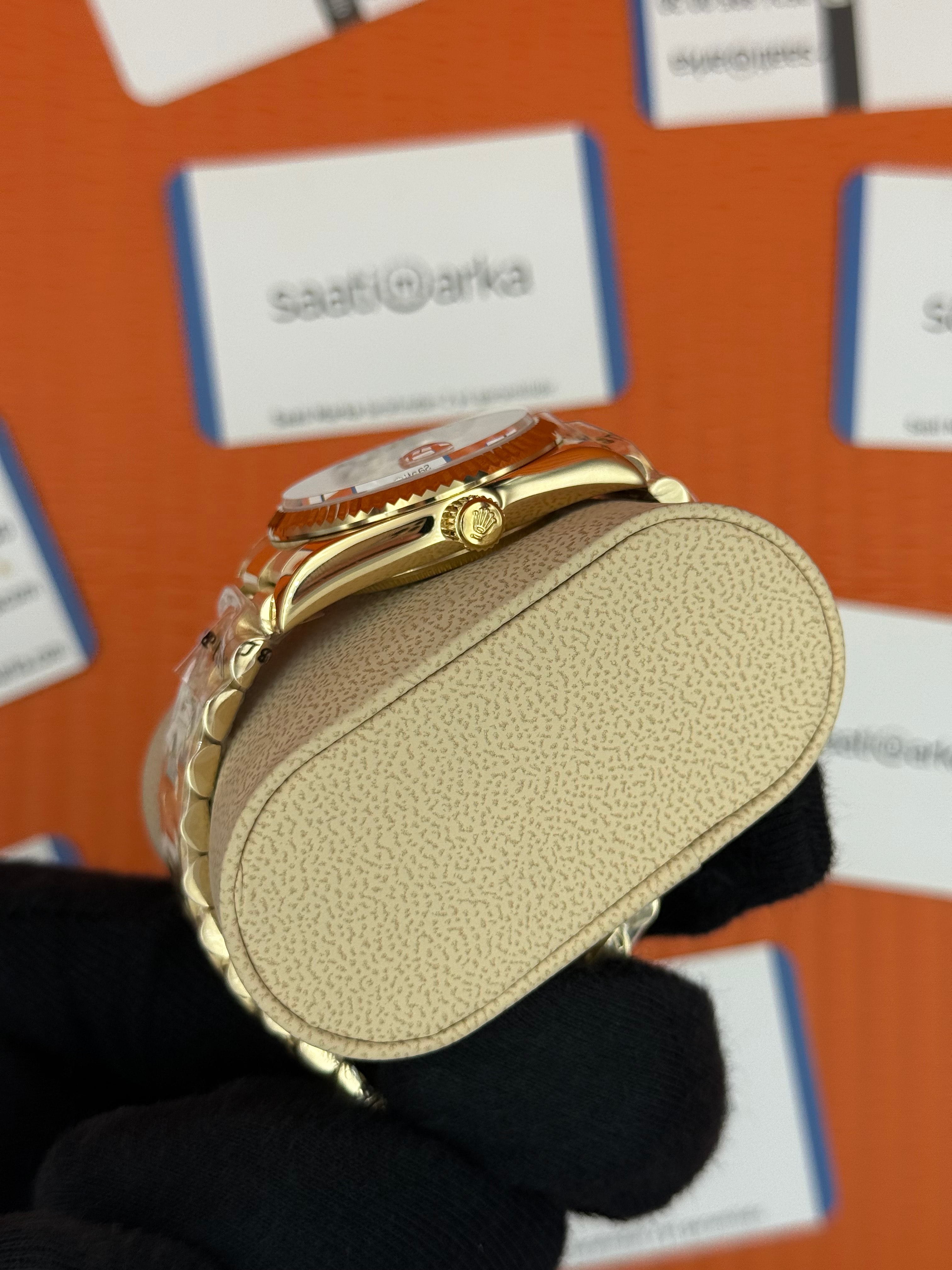 ROELX day date 36mm roma rakamlı beyaz kadran president kordon