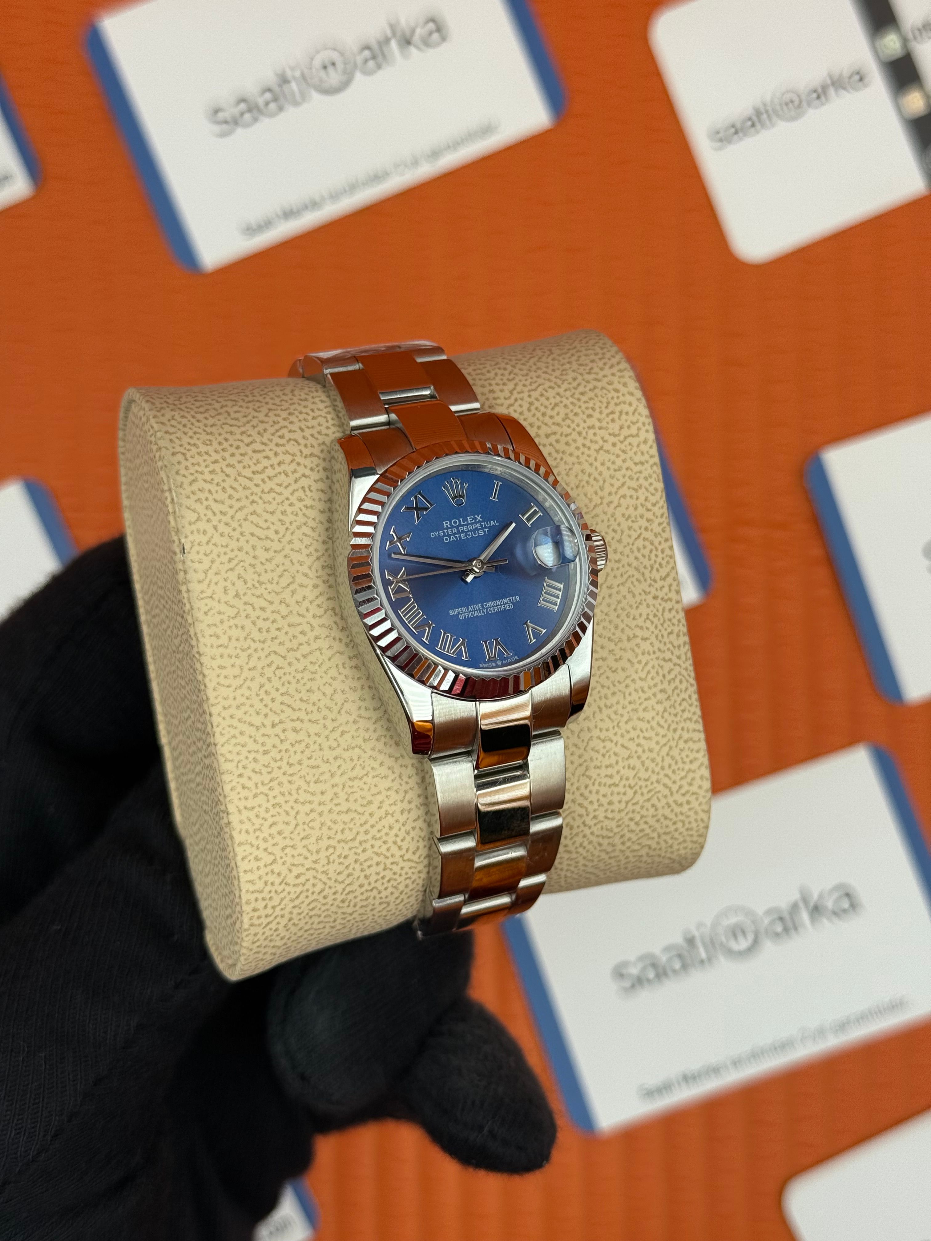 ROLEX datejust 31mm mavi roma rakamlı kadran silver oyster kordon