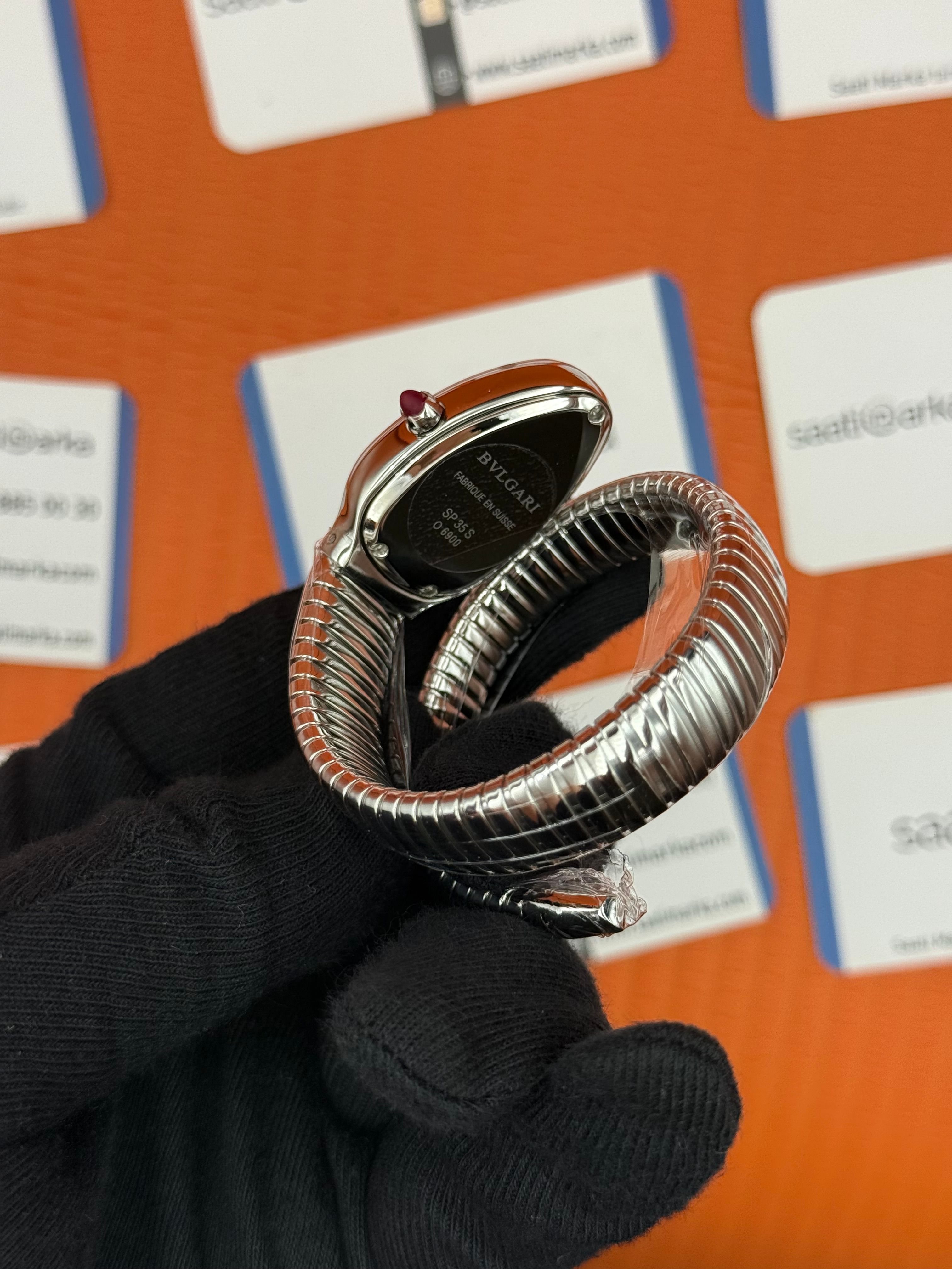 BVLGARİ serpenti tek sarma silver kordon mavi kadran kadın kol saati