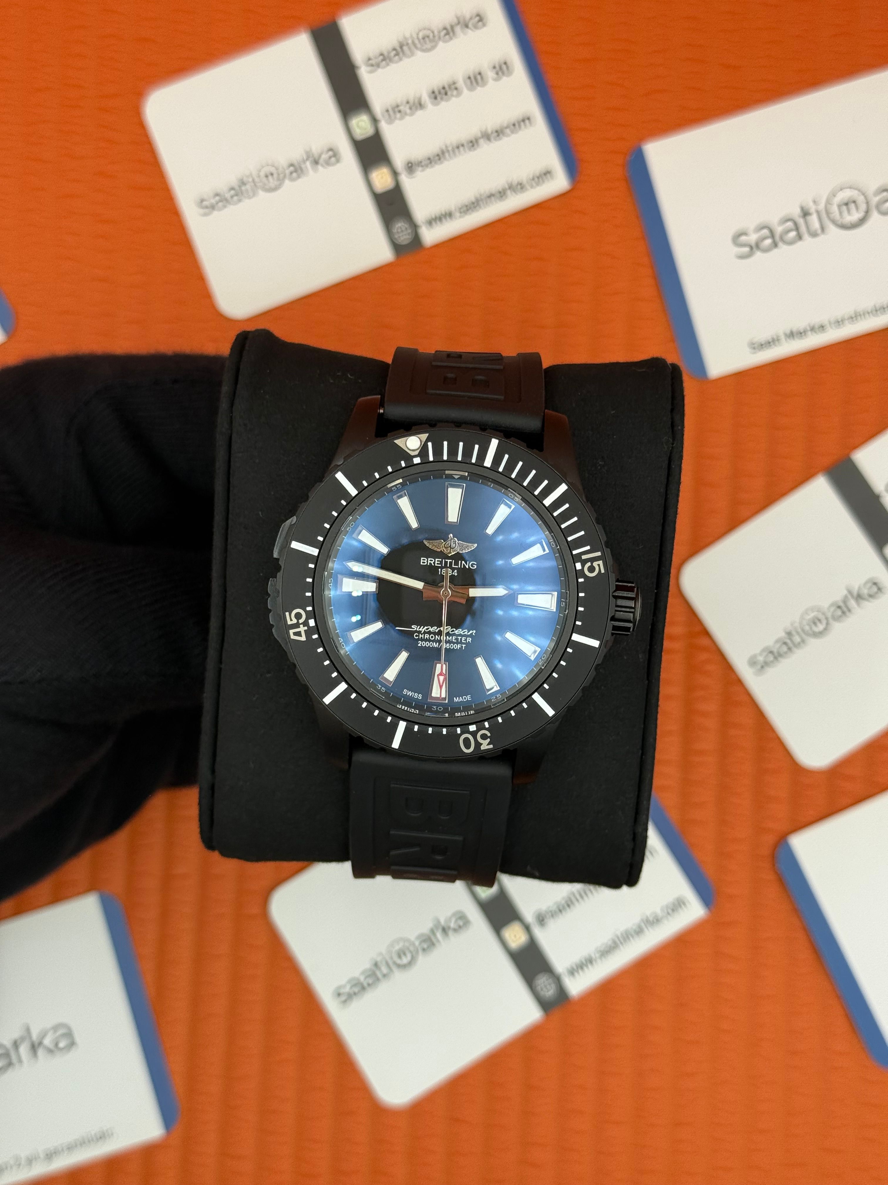 ROLEX Superocean siyah kadarn bezel siyah kauçuk kordon