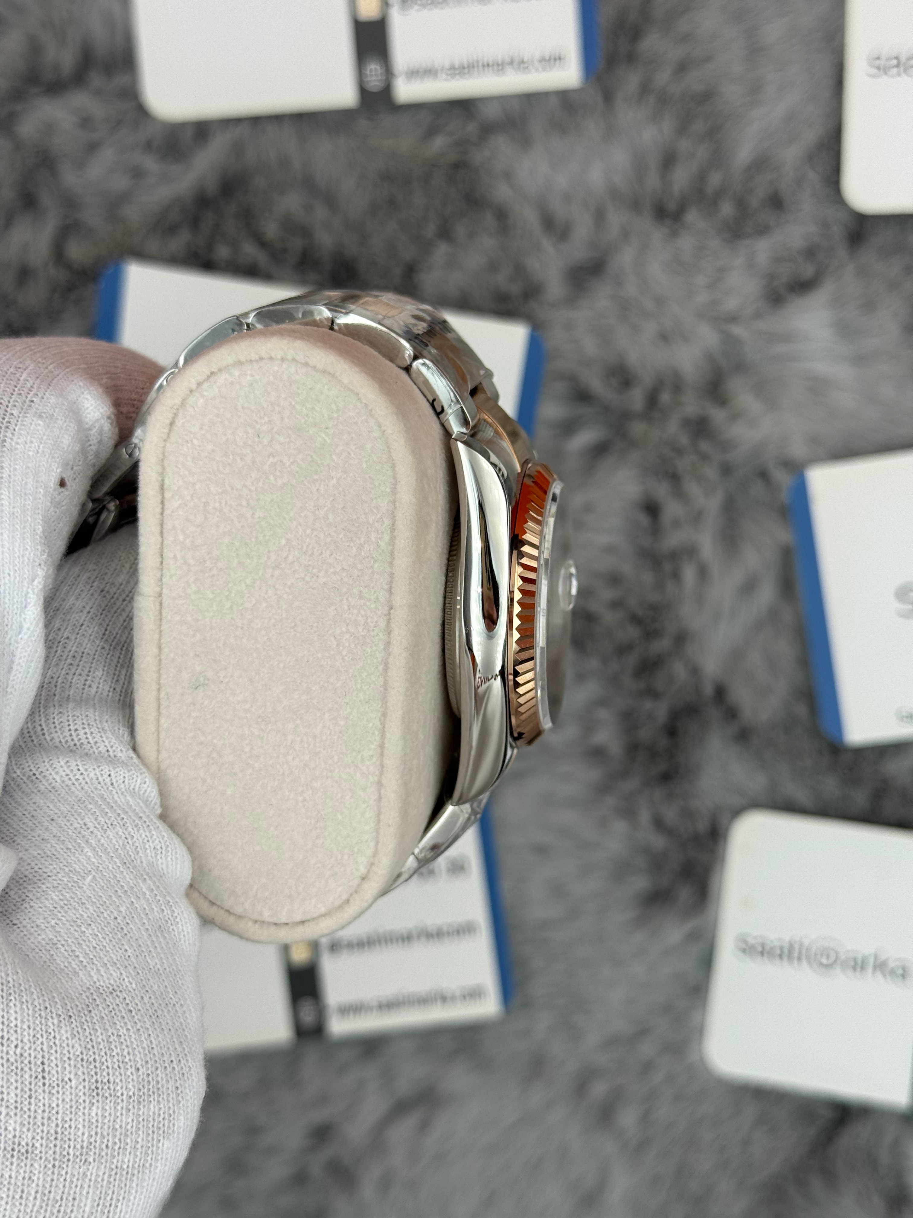 ROLEX Datejust 36mm kahverengi kadran silver kasa rose silver oyster kordon 