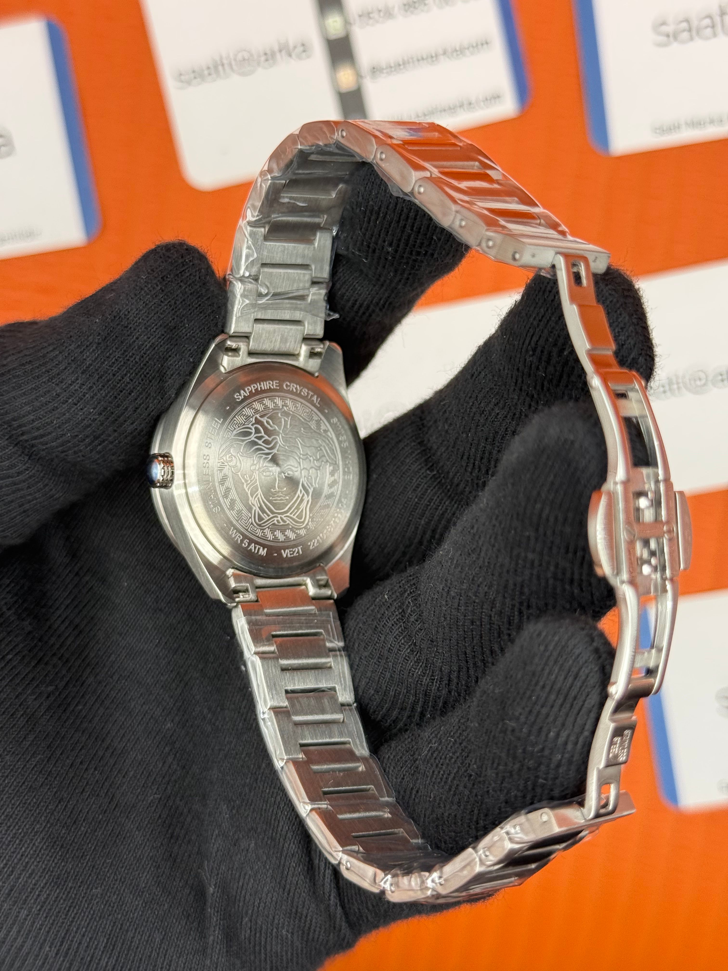 VERSACE beyaz kadran silver kasa kordon kadın kol saati