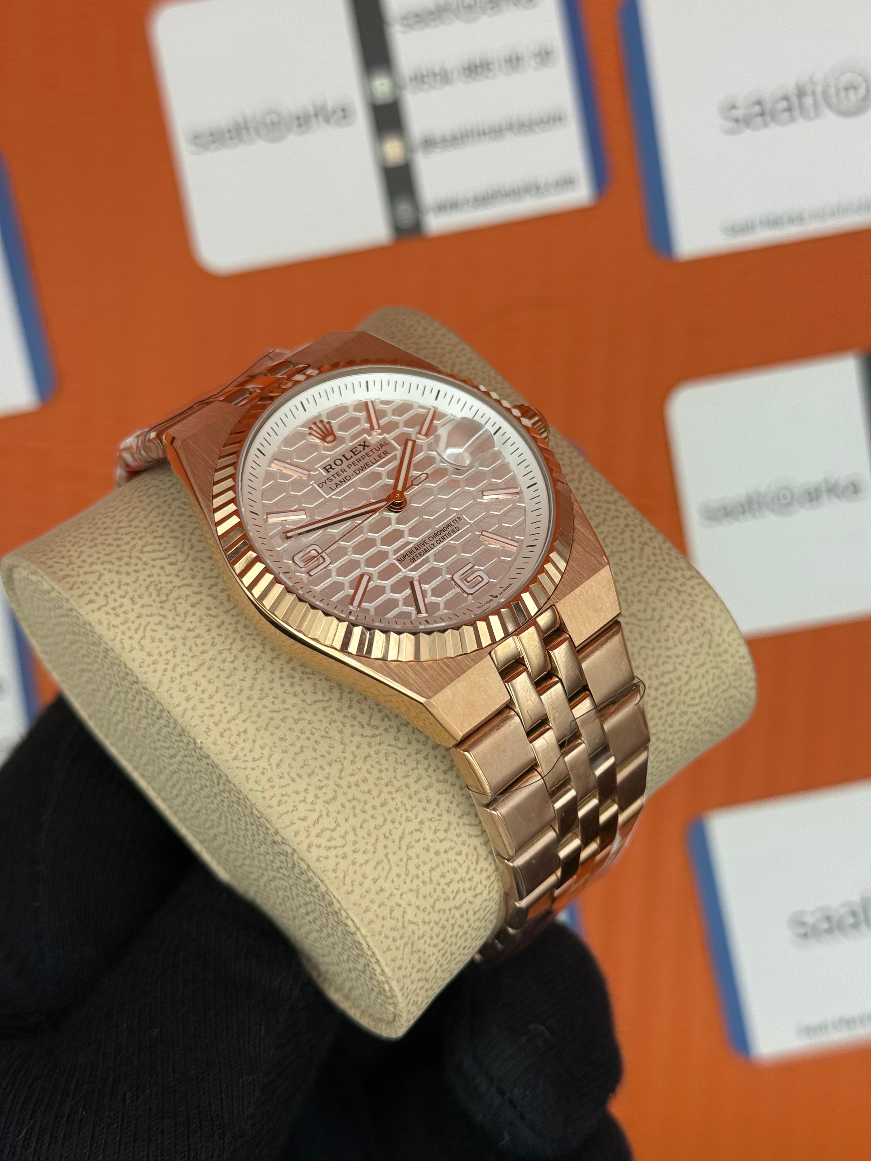 ROLEX land dweller 40mm beyaz kadran rose kasa kordon oystersteel erkek kol saati