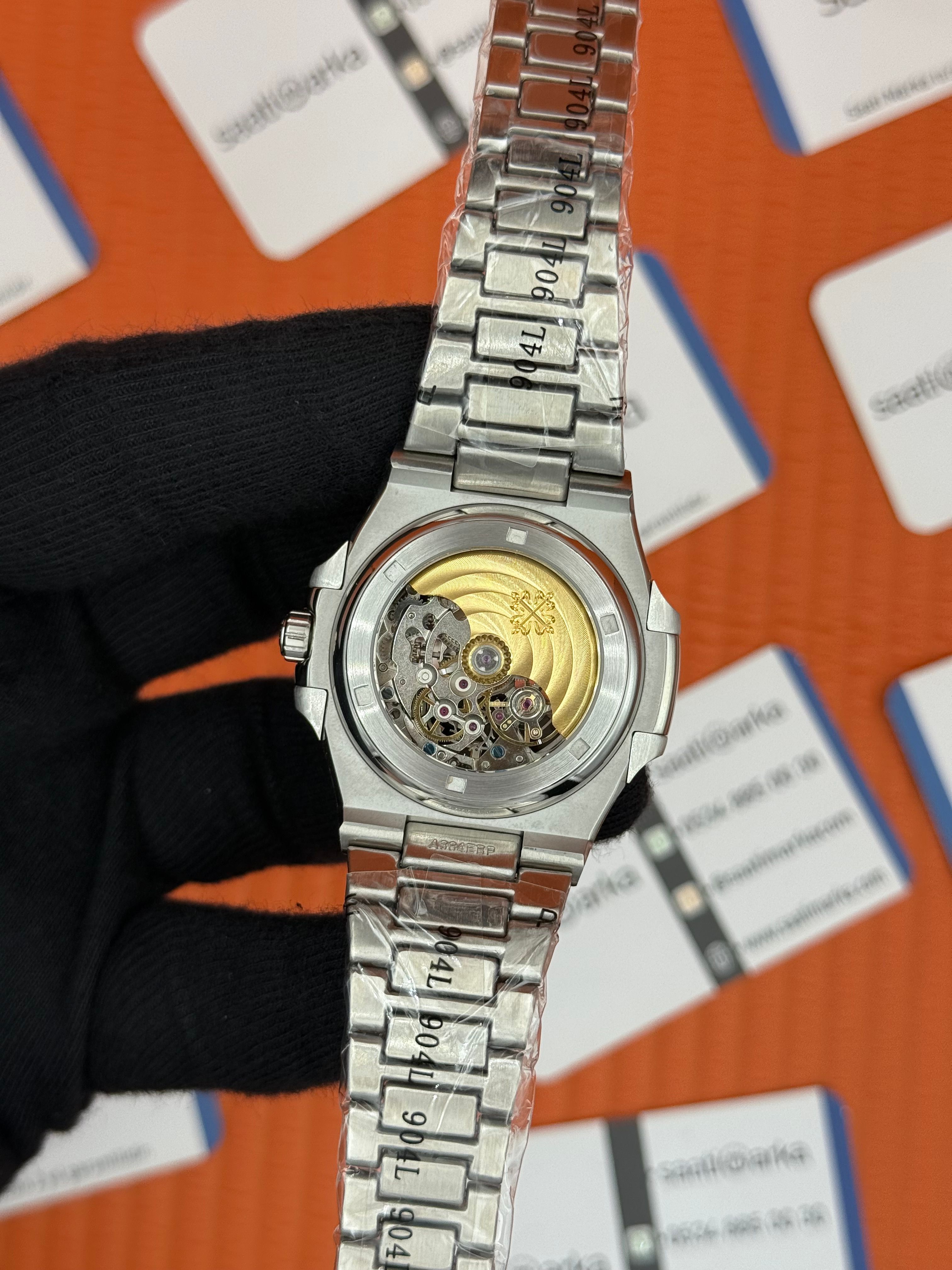 PATEK PHILIPPE SKELETON SARI KADRAN SİLVER KASA KORDON 