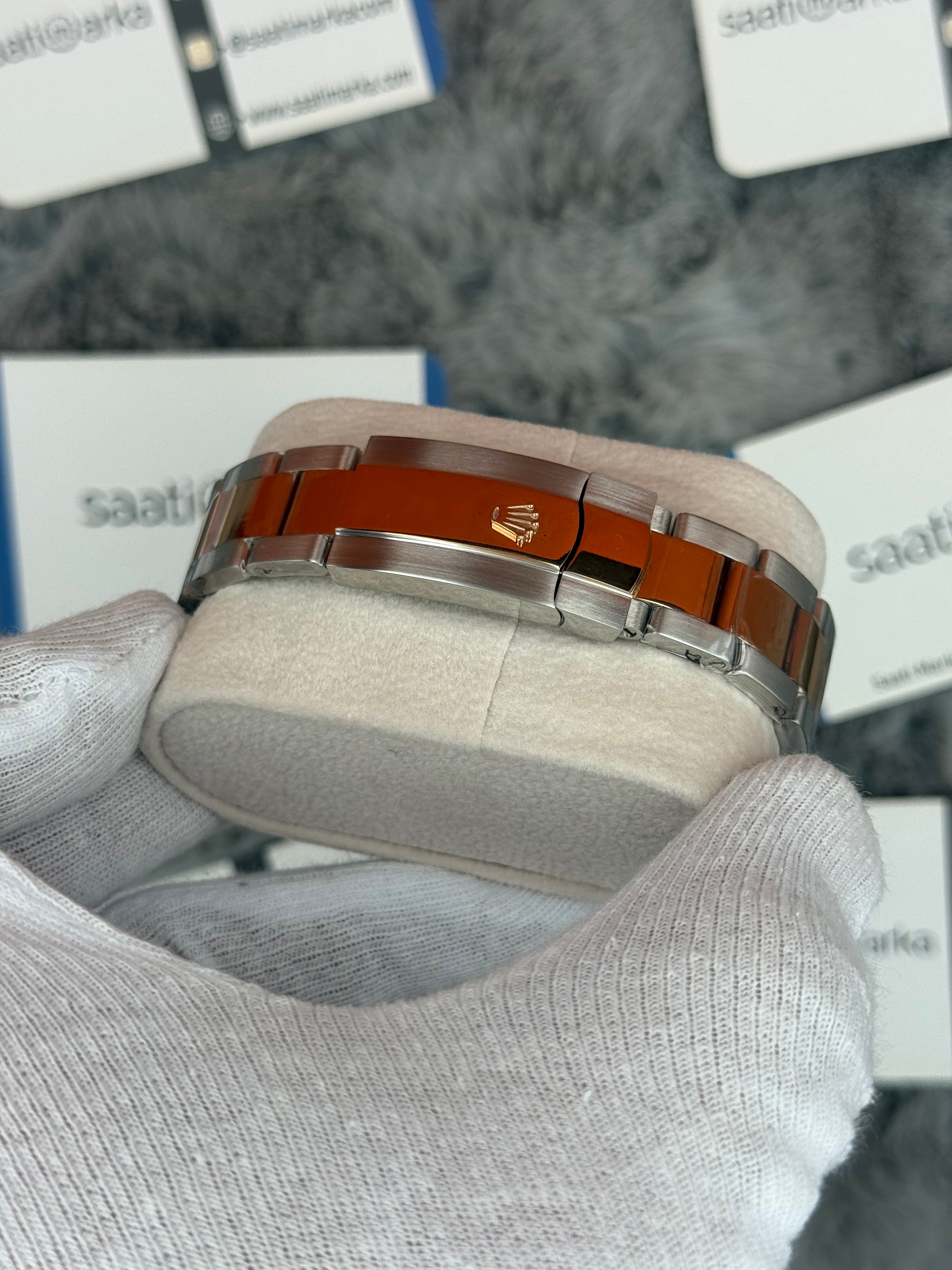 ROLEX Datejust 36mm beyaz kadran taşlı bezel silver kasa rose silver kordon 