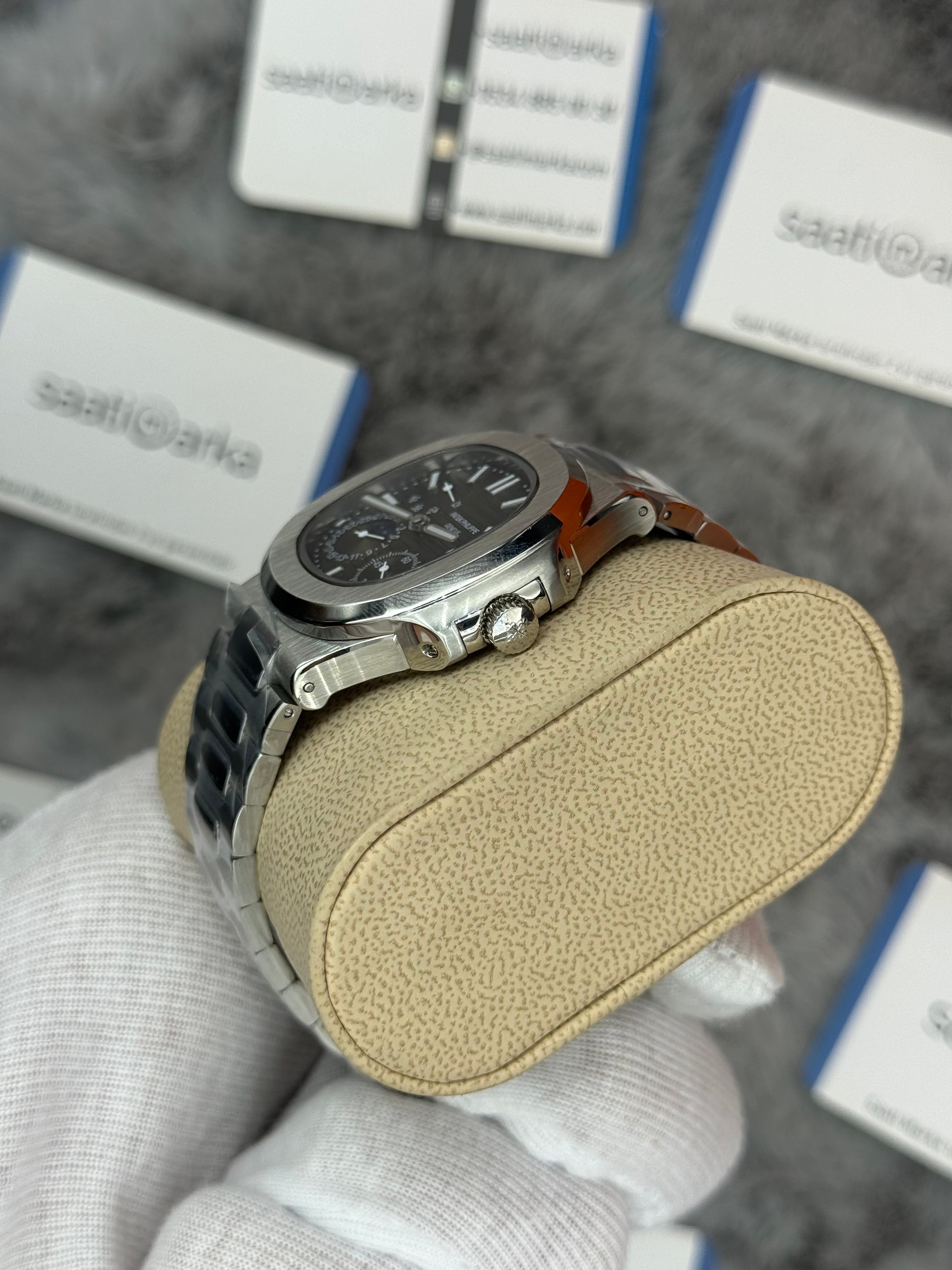 PATEK PHİLİPPE nautilus moontphase 5712 kahverengi kadran silver kasa kordon 40mm erkek kol saati