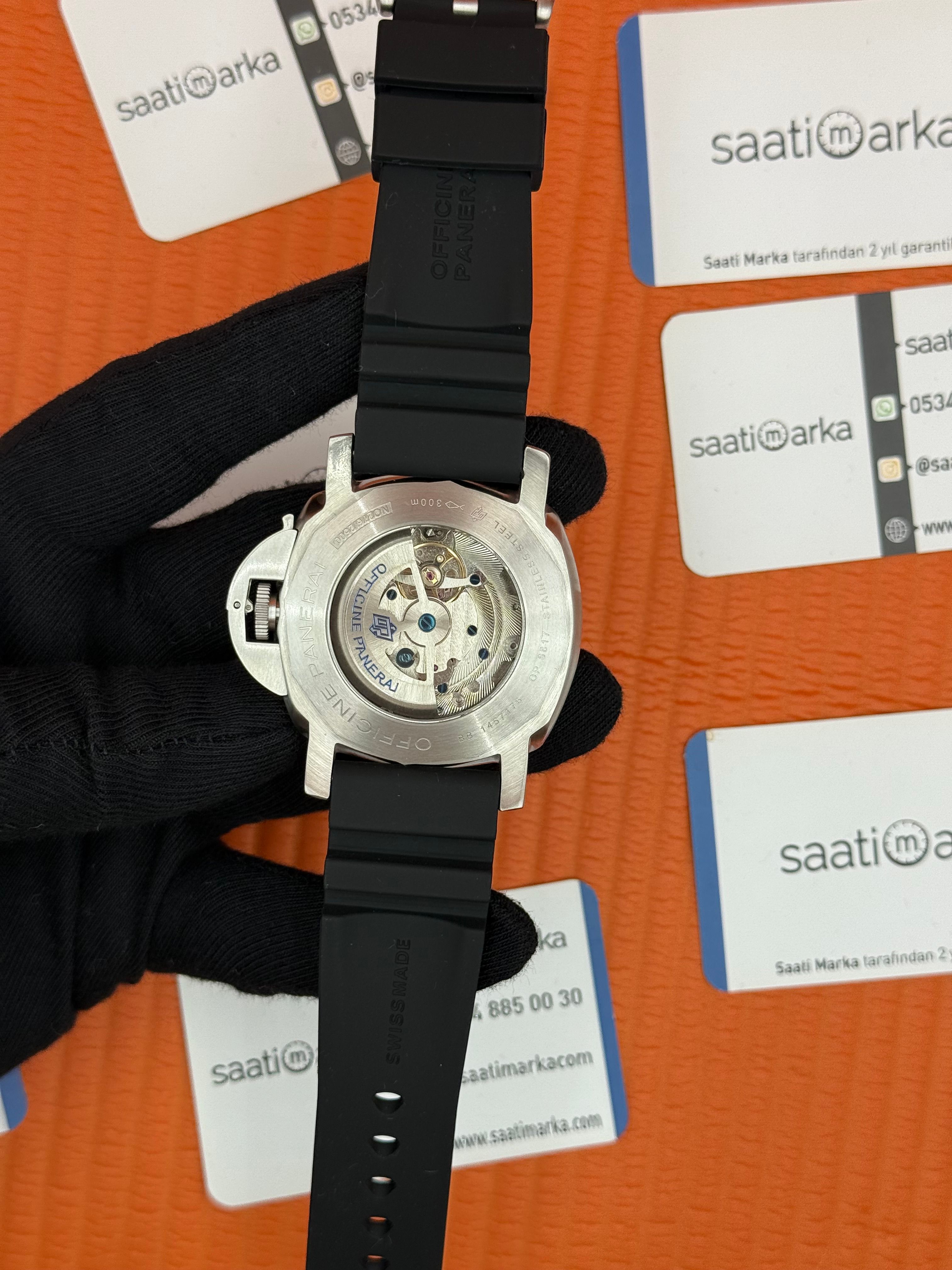 PANERAI submersible GMT lacivert kadran silver kasa siyah kauçuk kordon
