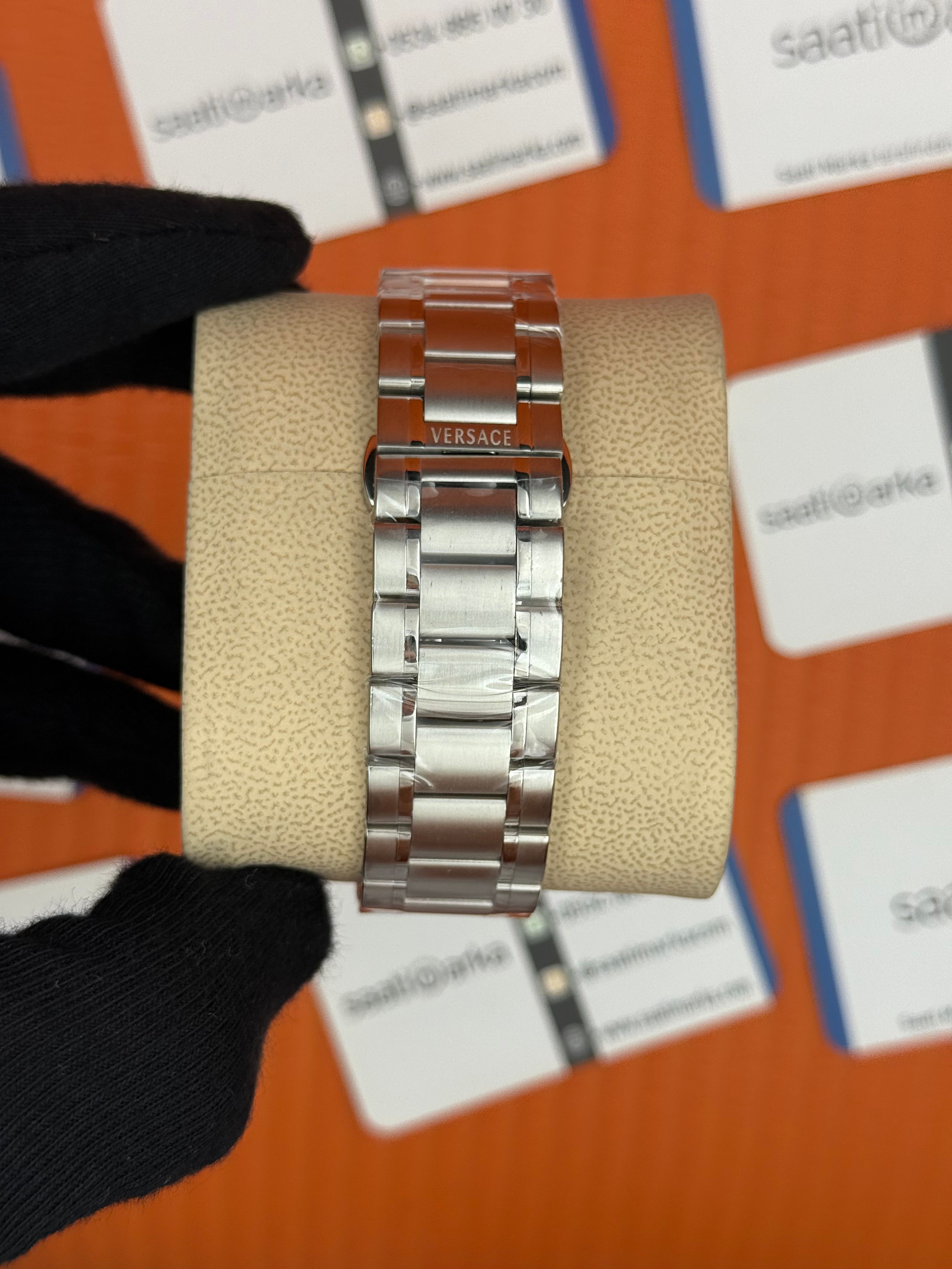 VERSACE mavi kadran silver kasa kordon erkek kol saati