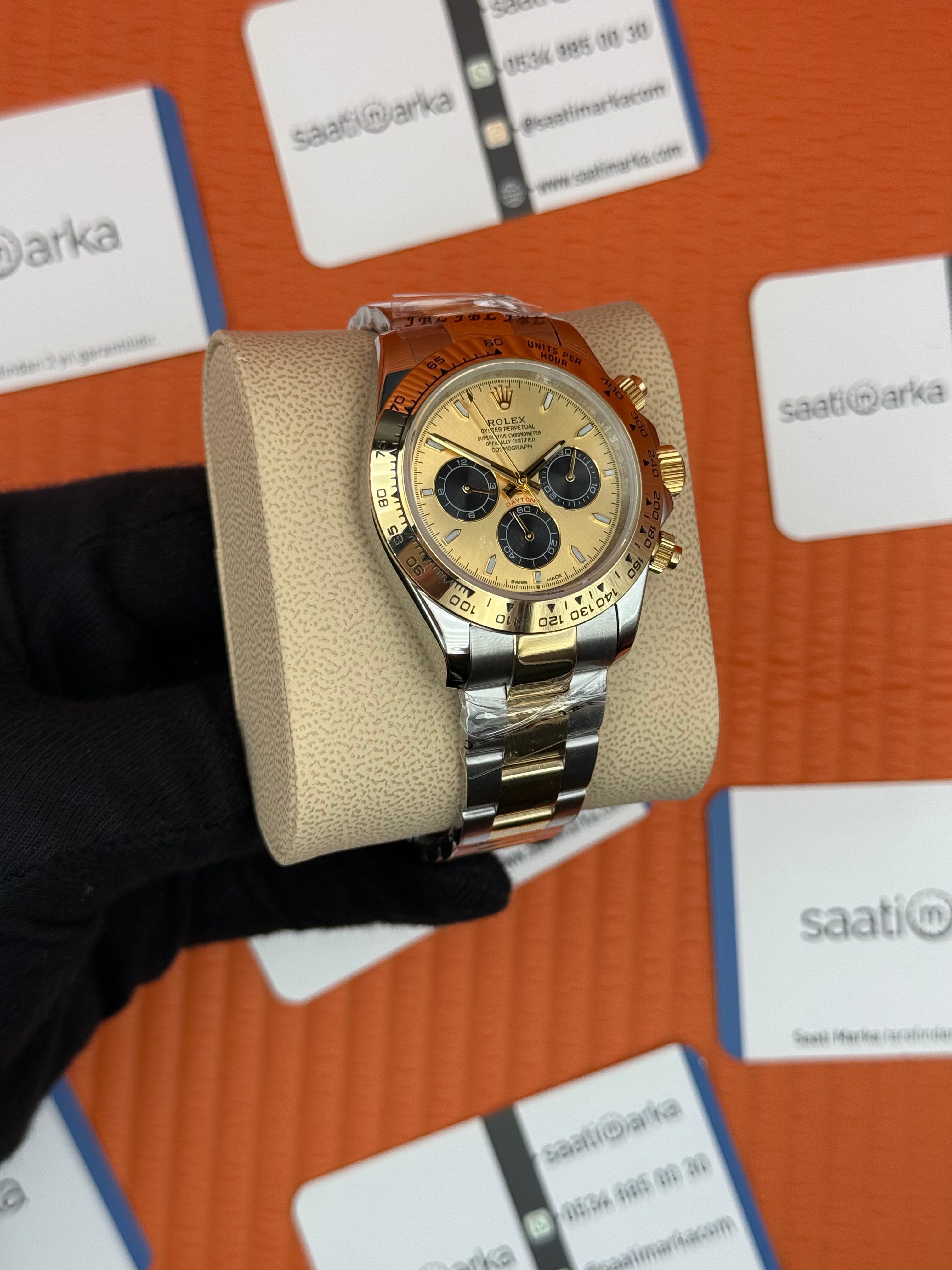 ROLEX Daytona yellow dial gold silver kasa-kordon