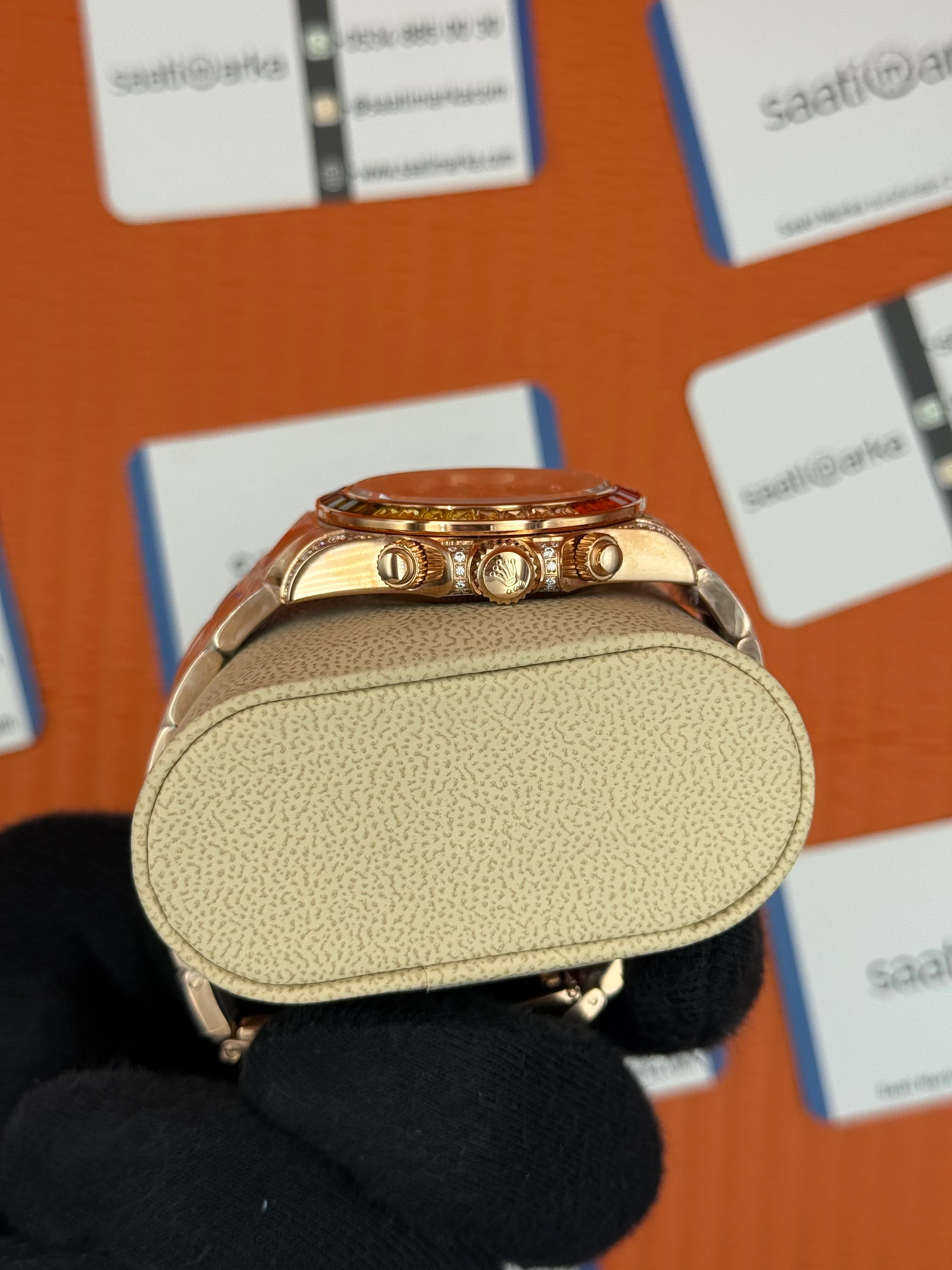 ROLEX Daytona rainbow bşack dial rose kasa-kordon