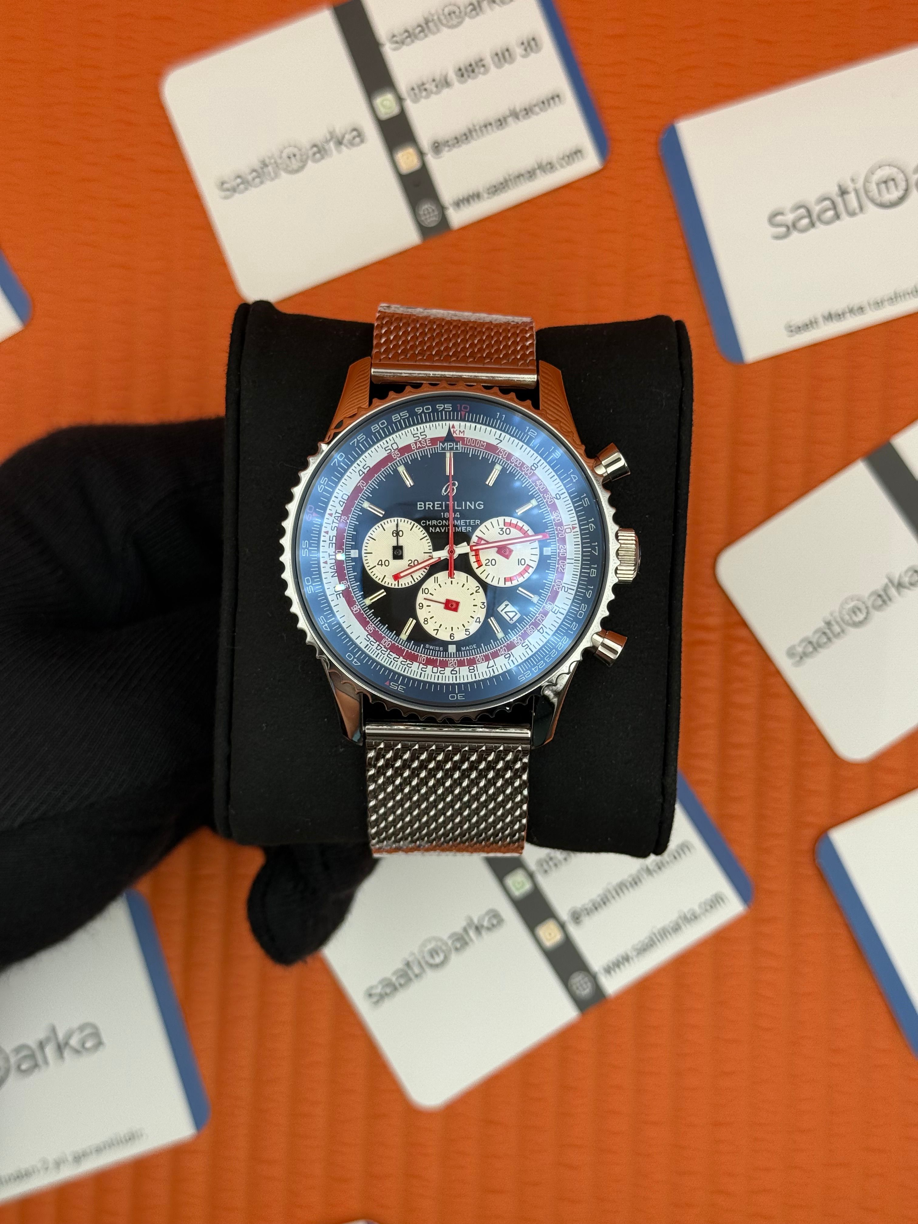 BREITLING Navitimer hasır kordon siyah kadran çelik kasa