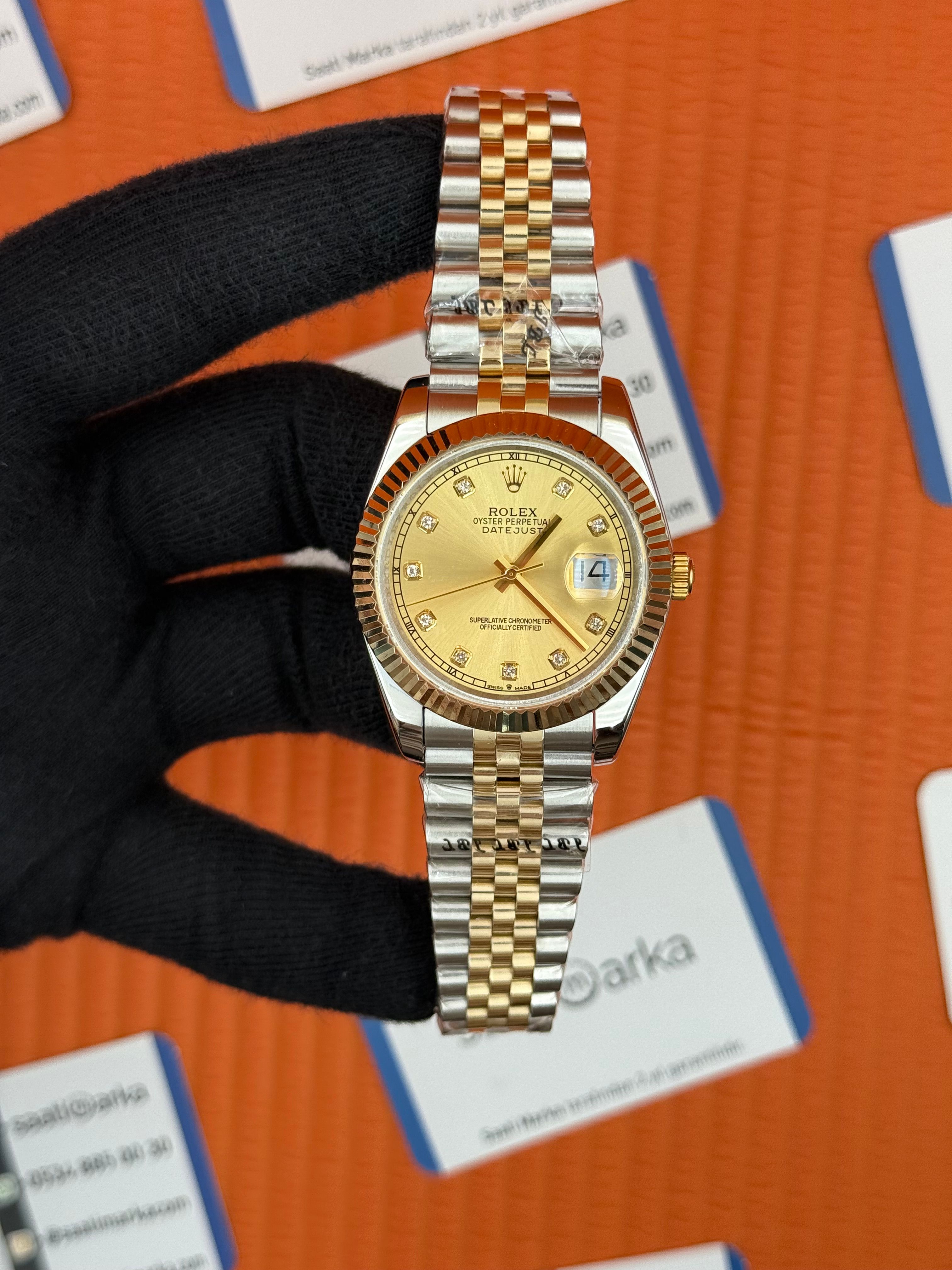 ROLEX Datejust baget taşlı champagne dial gold-silver jubilee kordon