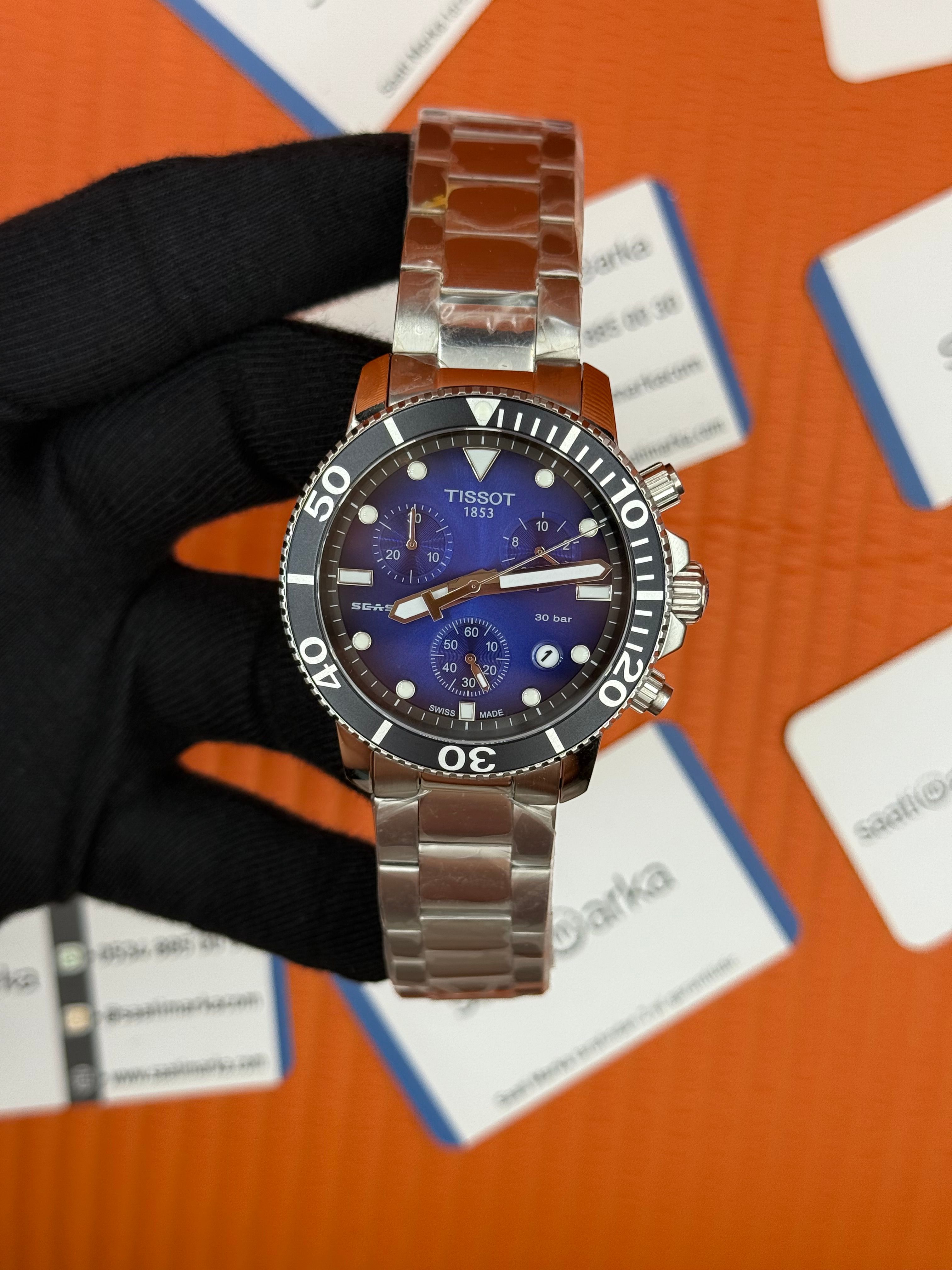 TISSOT mavi siyah kadran silver kasa kordon