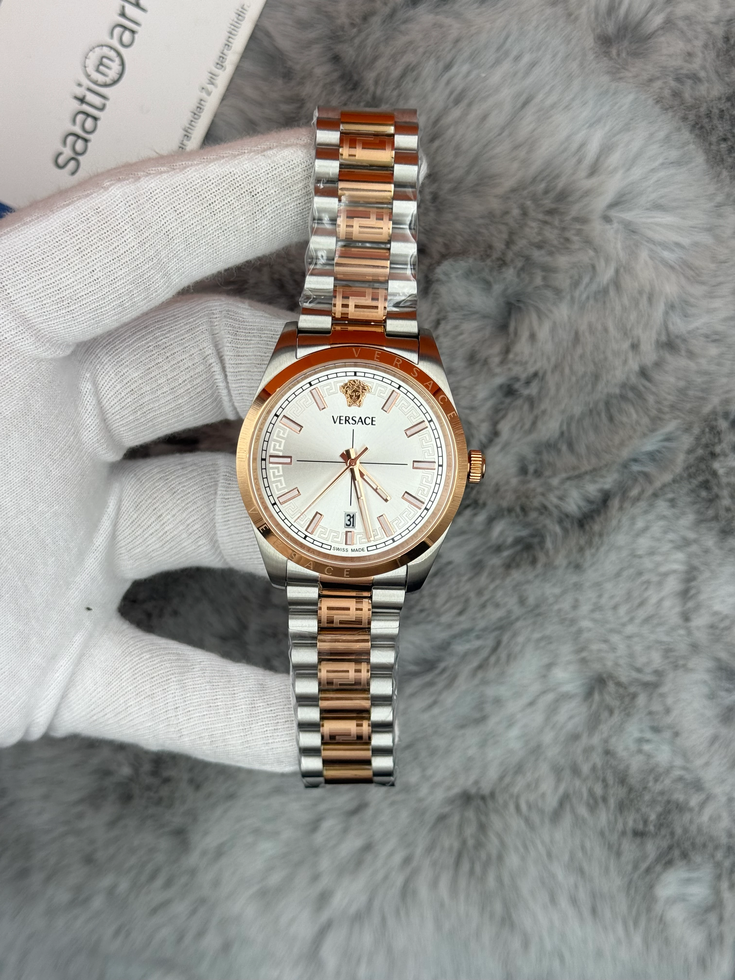 VERSACE 40MM BEYAZ KADRAN ROSE SİLVER KASA KORDON ERKEK KOL SAATİ