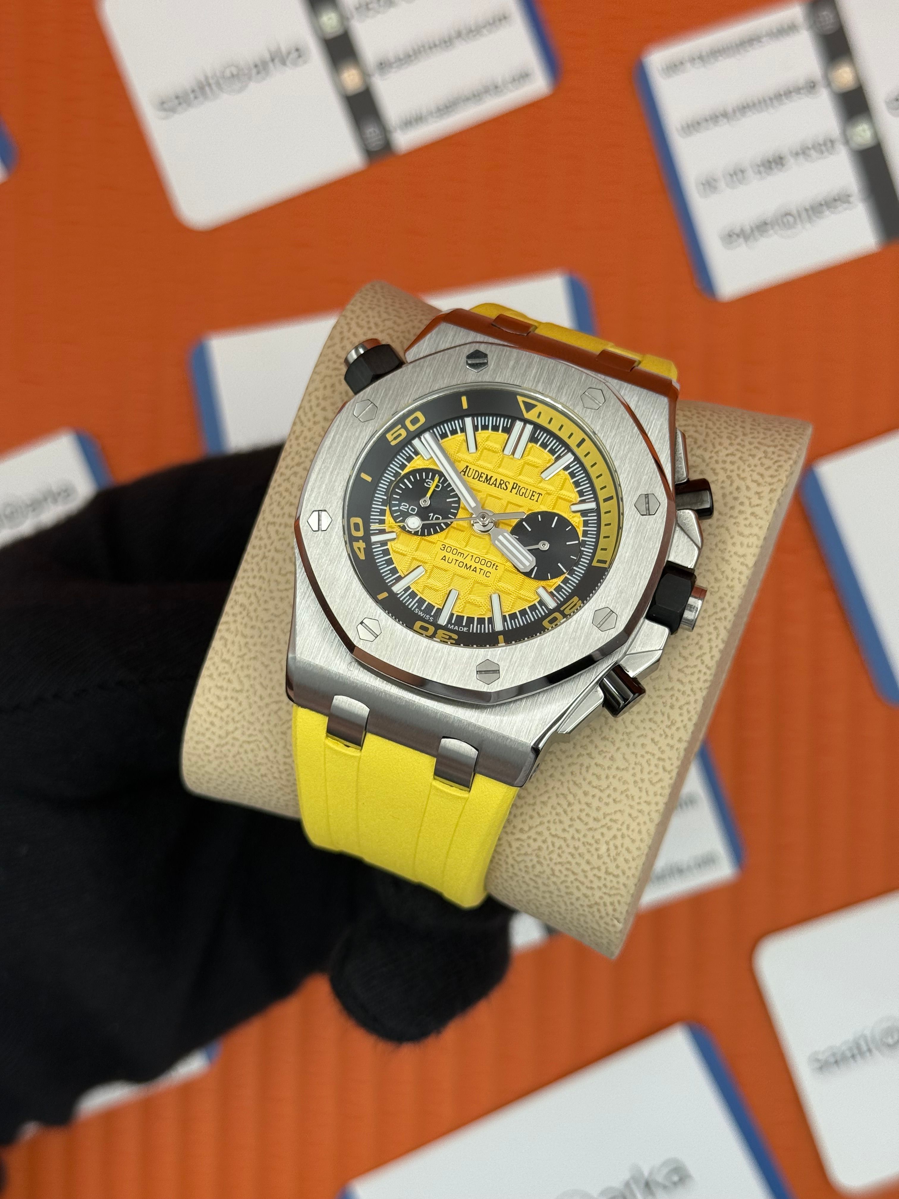 AUDEMARS PİGUET ROYAL OAK CHRONOGRAPH SARI KADRAN KAUÇUK SARI KORDON
