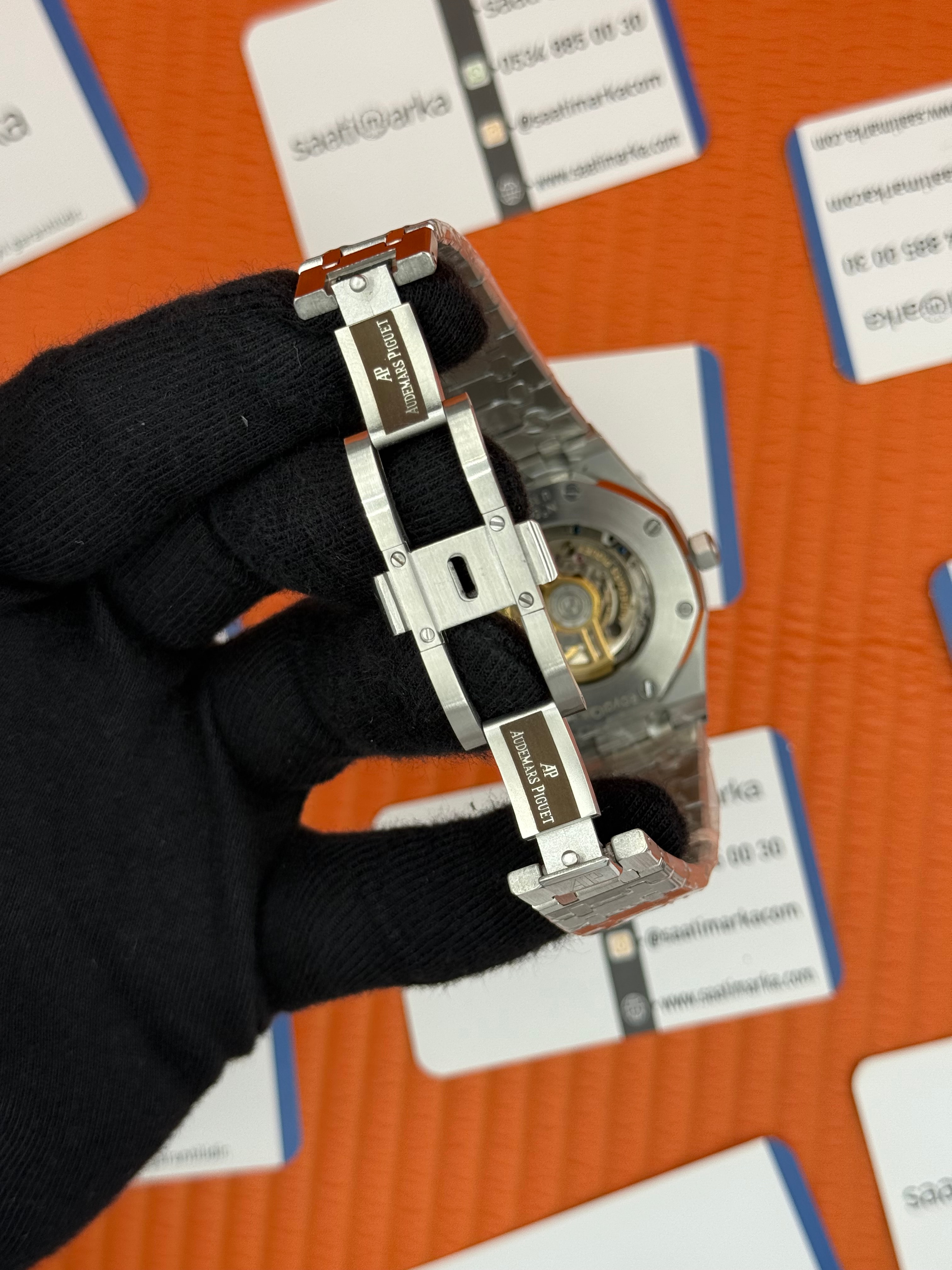 AUDEMARS PİGUET ROYAL OAK  SKELETON SİYAH KADRAN SİLVER KASA-KORDON