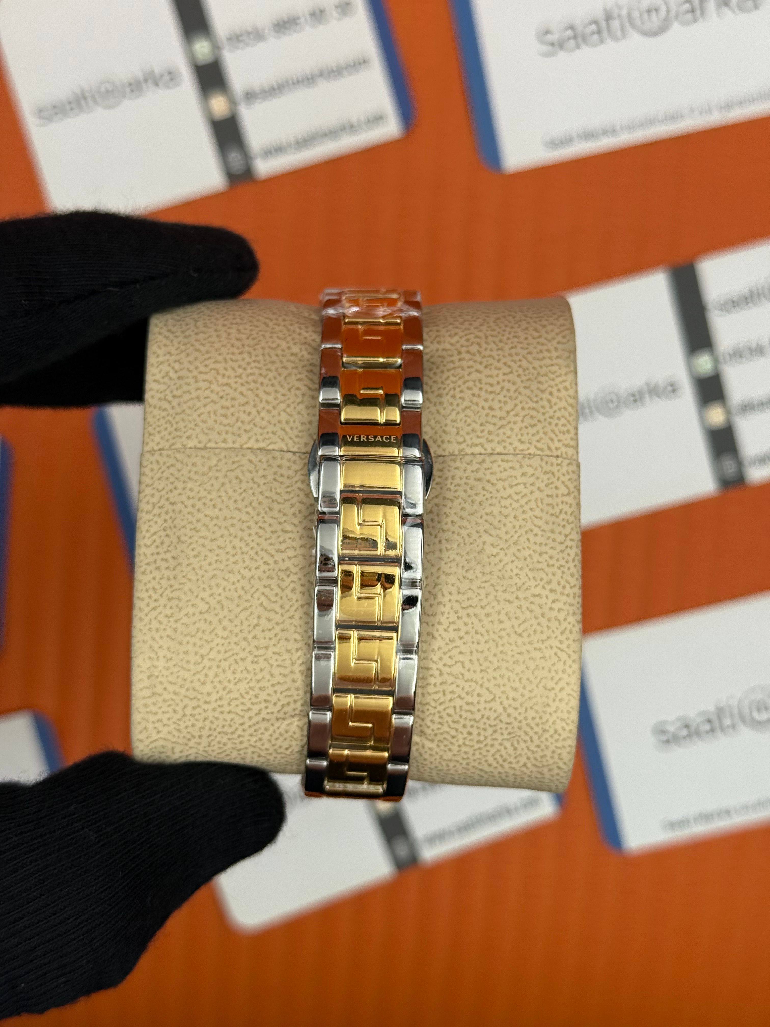 VERSACE siyah kadran gold silver kasa kordon kadın kol saati