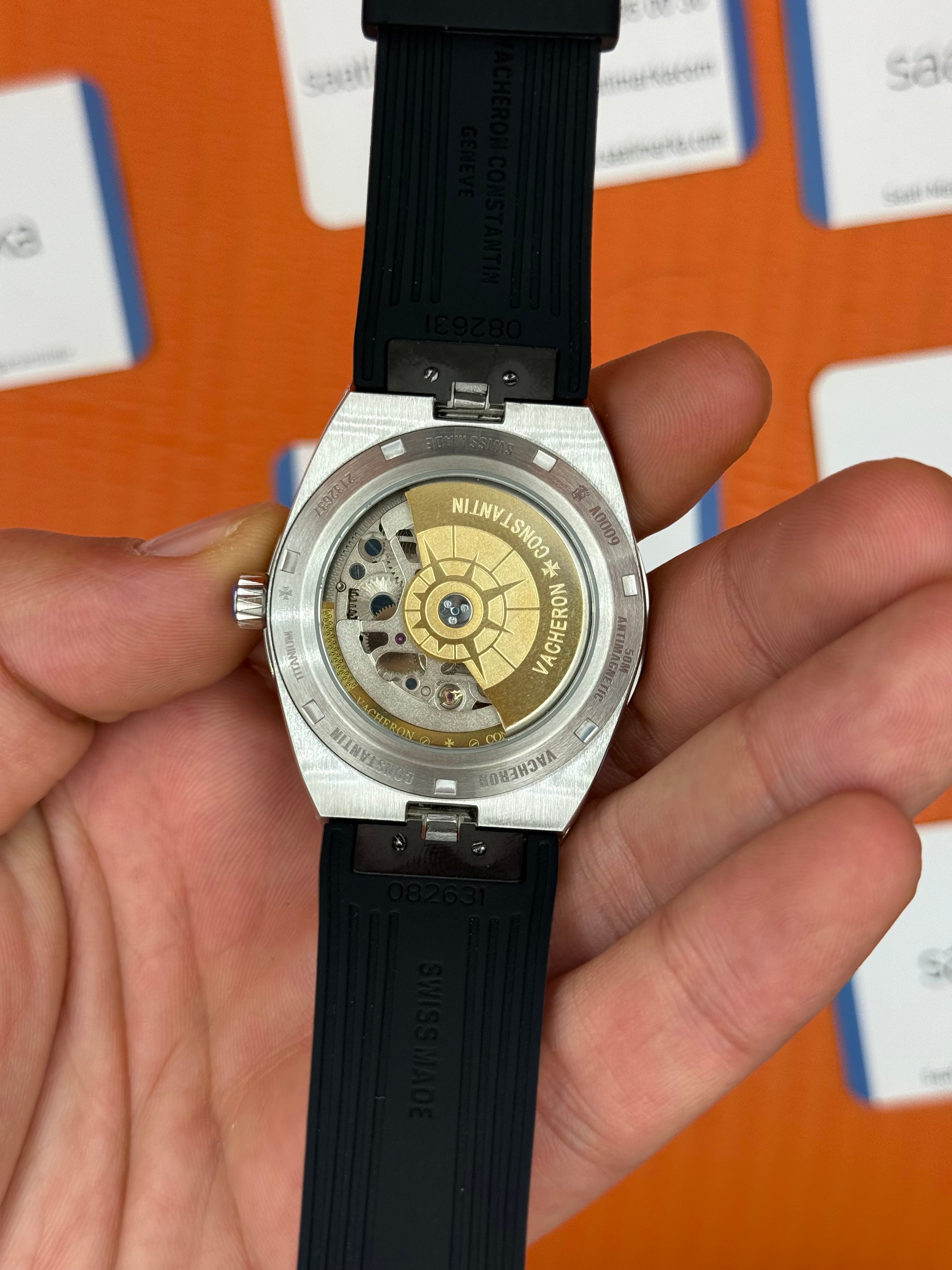 VACHERON CONSTANTIN overseas tourbillon siyah kadran silver kasa siyah kauçuk kordon erkek kol saati