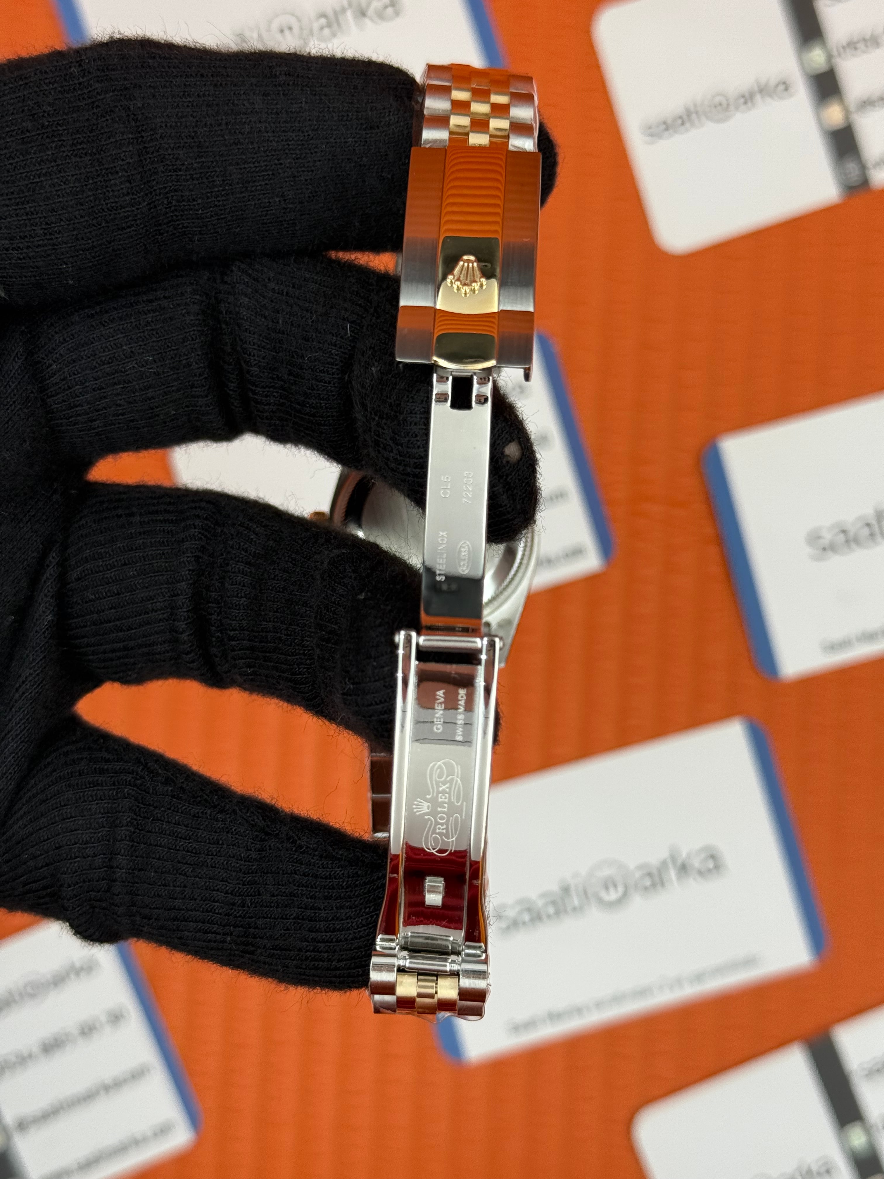 ROELX datejust 31mm siyah baget taşlı kadran gold silver jubilee kordon