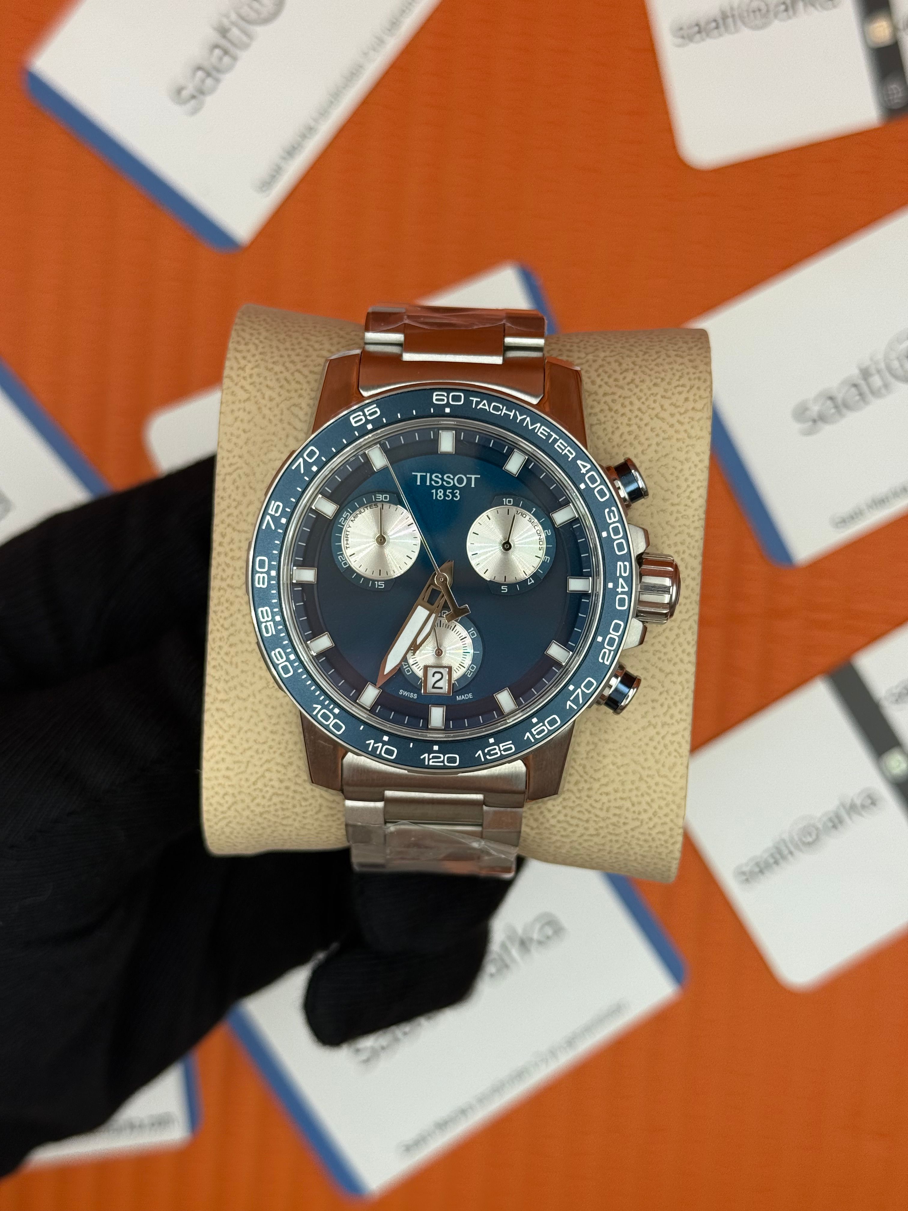 TISSOT mavi kadran silver kasa kordon erkek kol saati