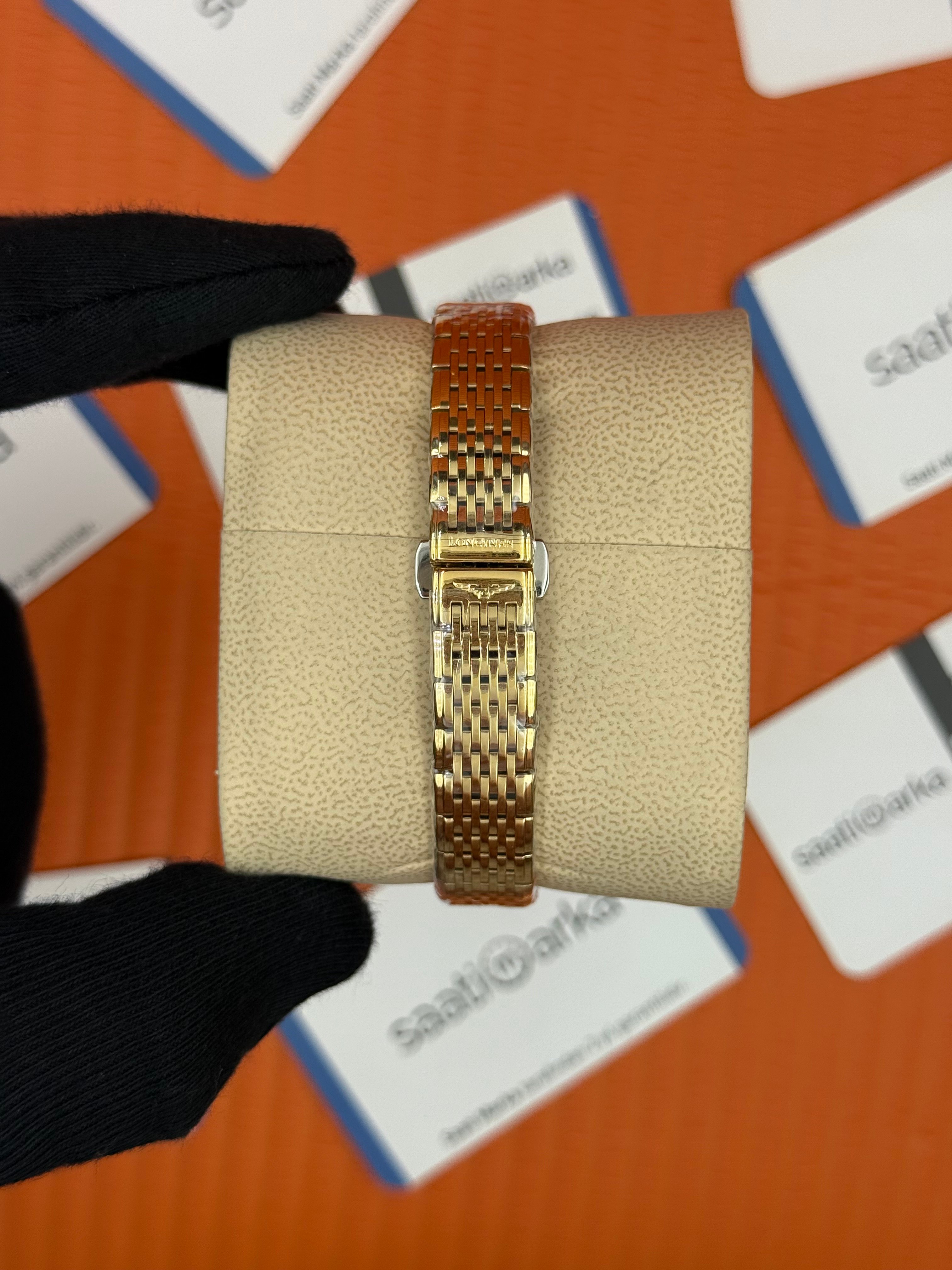 LONGINES L45122878 beyaz baget taşlı kadran gold kasa kordon