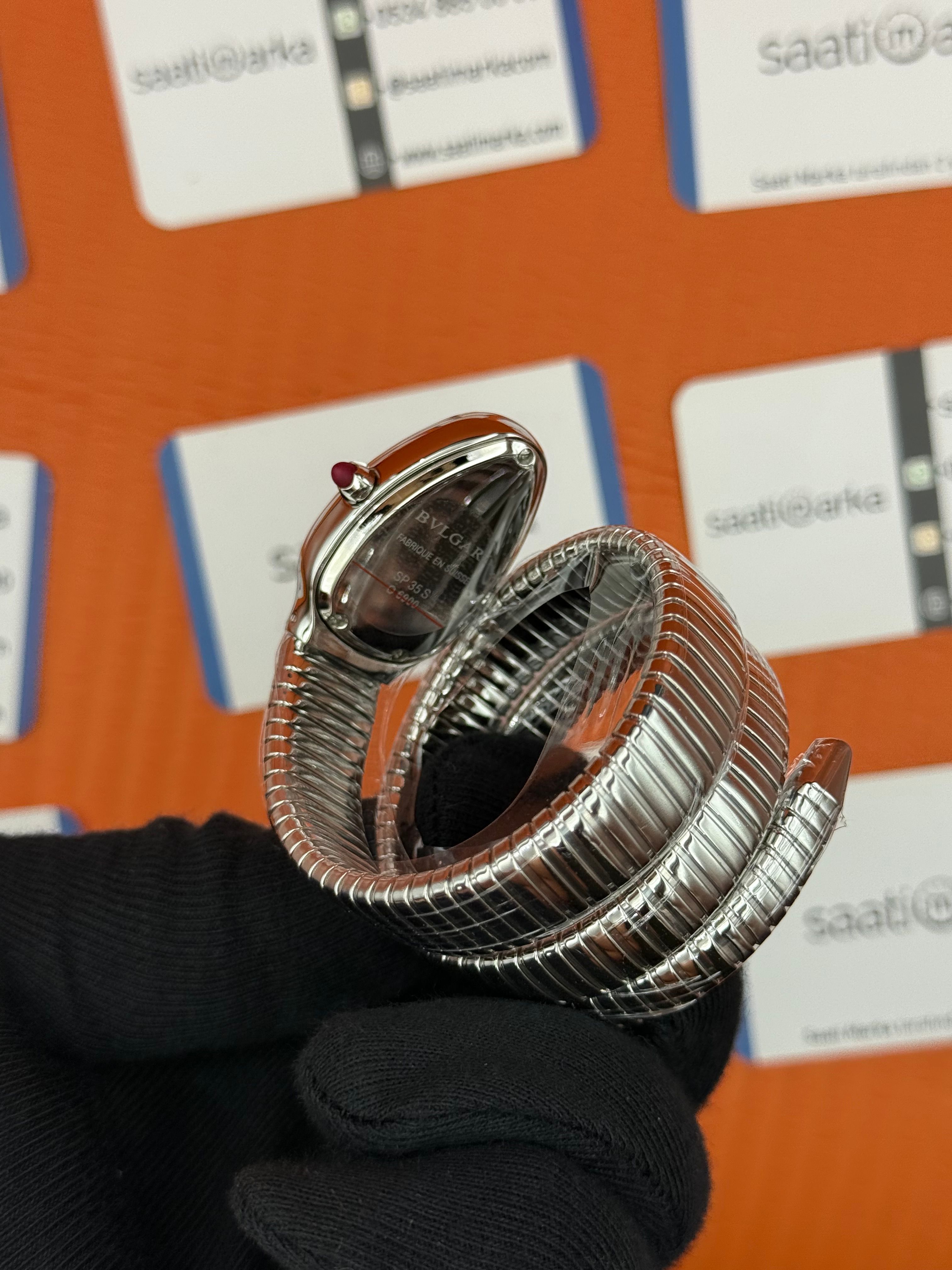 BVLGARİ serpenti çift sarma silver kordon mavi kadran kadın kol saati