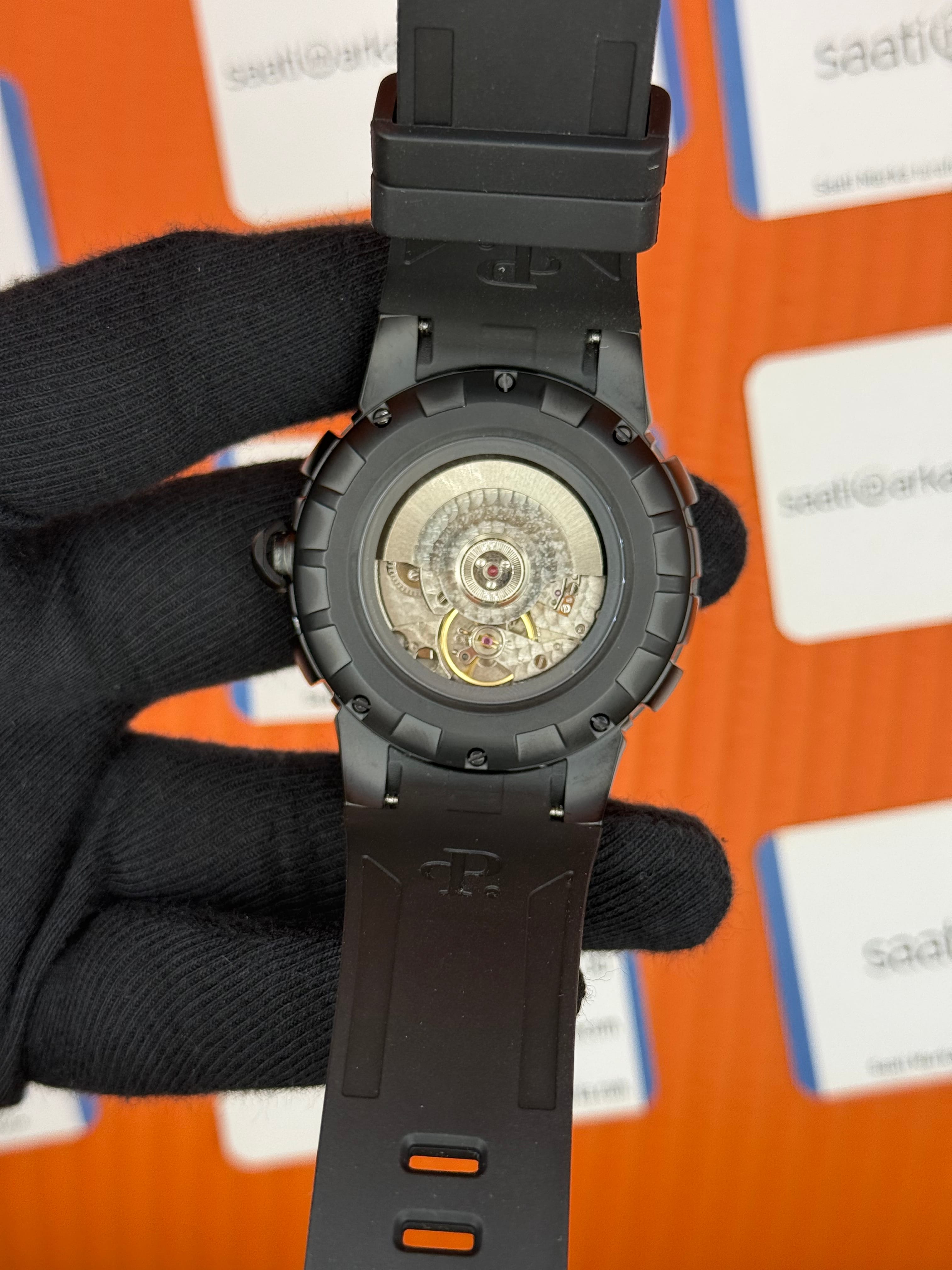 PERRELET turbine A1051/1 siyah kasa siyah kauçuk kordon erkek kol saati