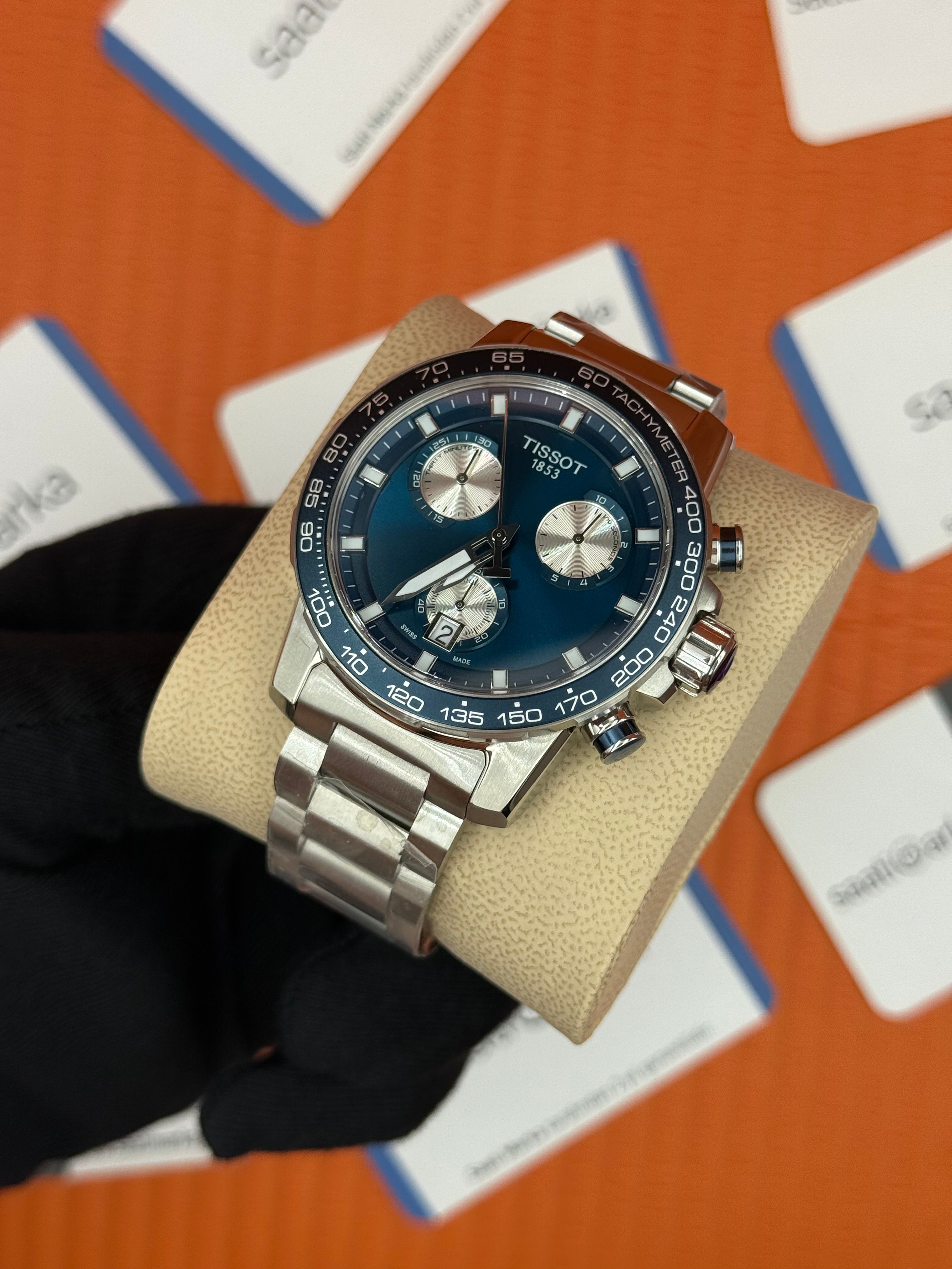 TISSOT mavi kadran silver kasa kordon erkek kol saati
