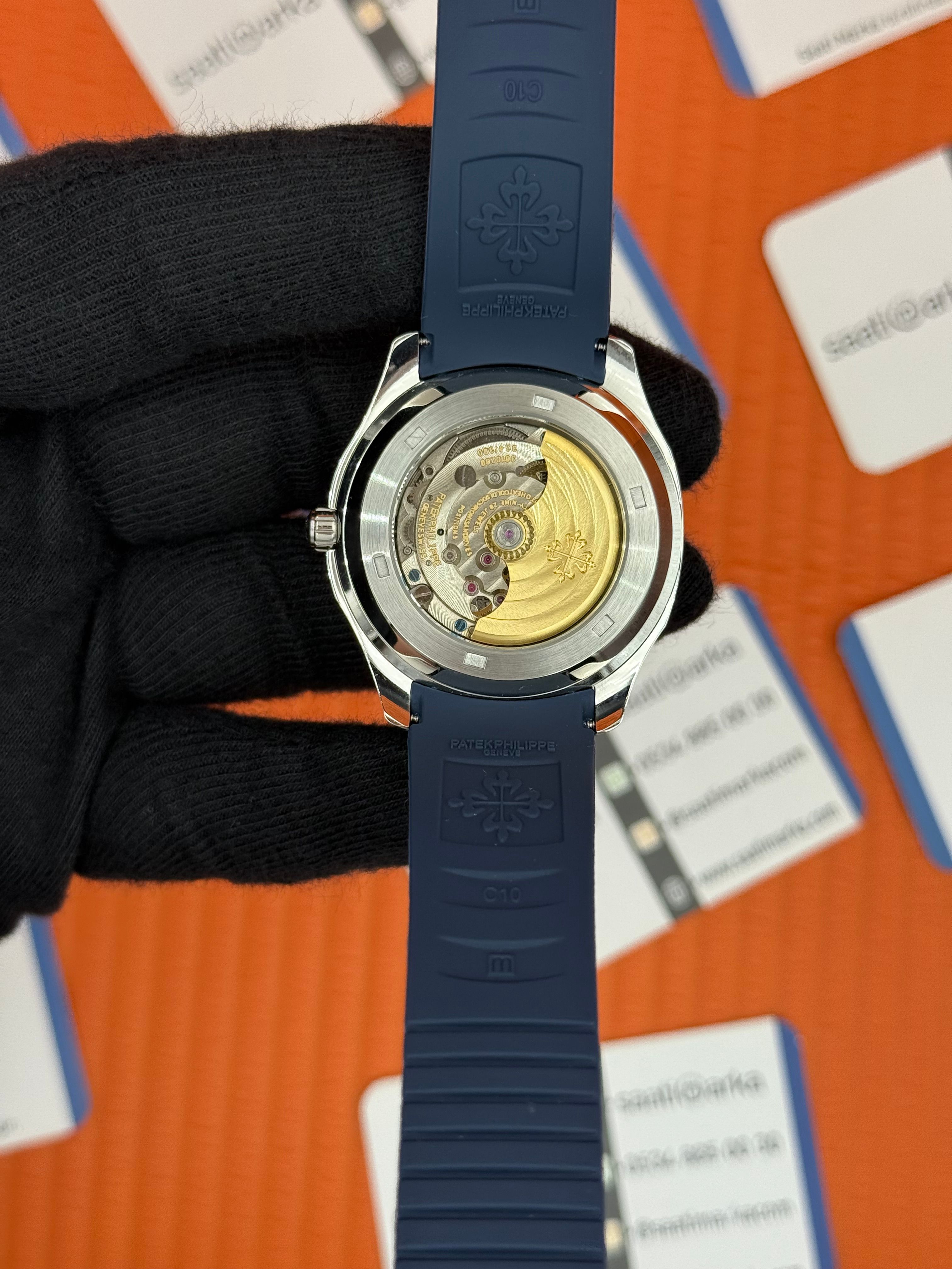 PATEK PIHILIPPE AQUANAUT MAVİ KADRAN SİLVER KASA KUÇUK MAVİ KORDON 