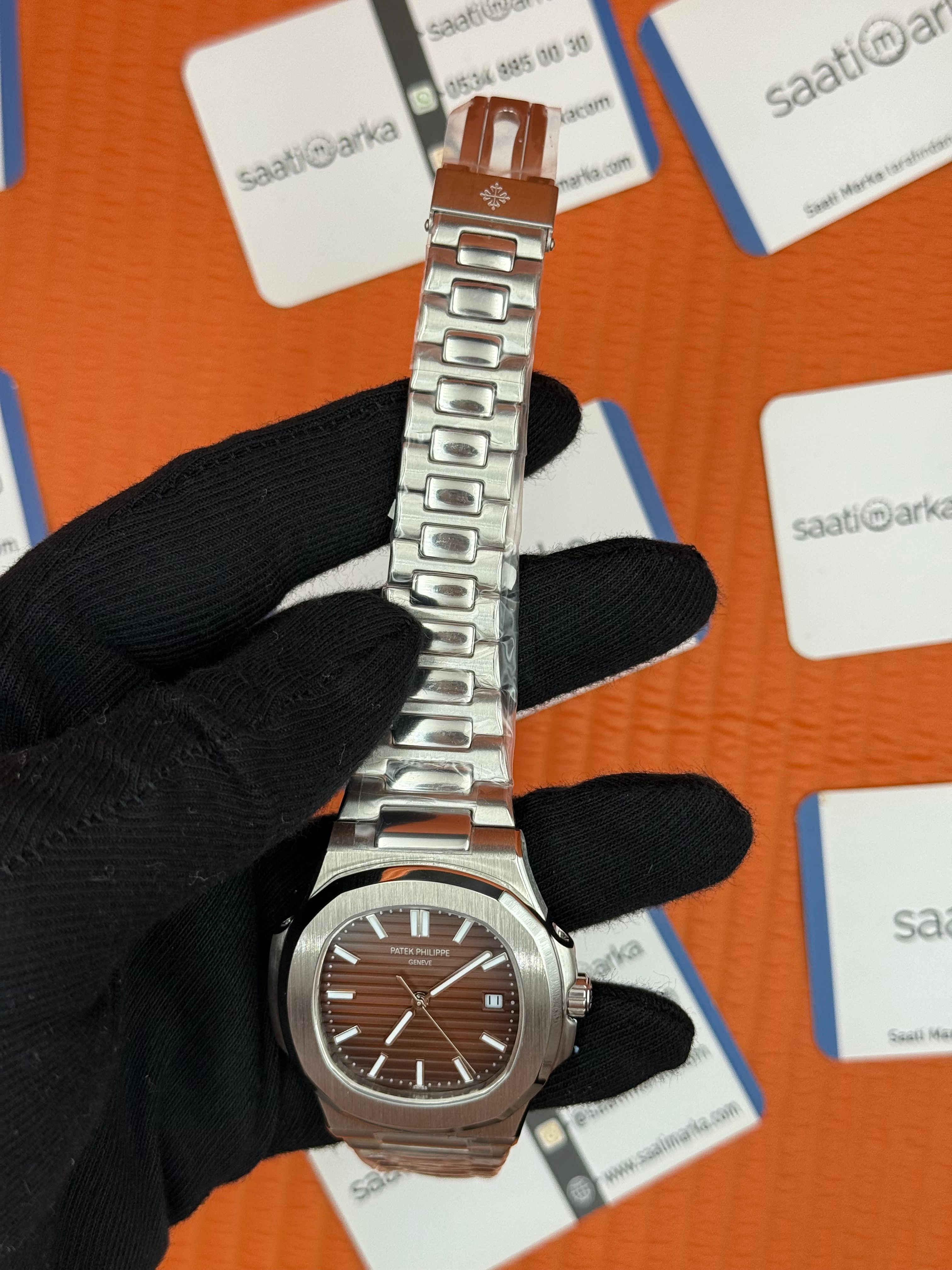 PATEK PHILIPPE nautilus kahverengi kadran silver kasa kordon