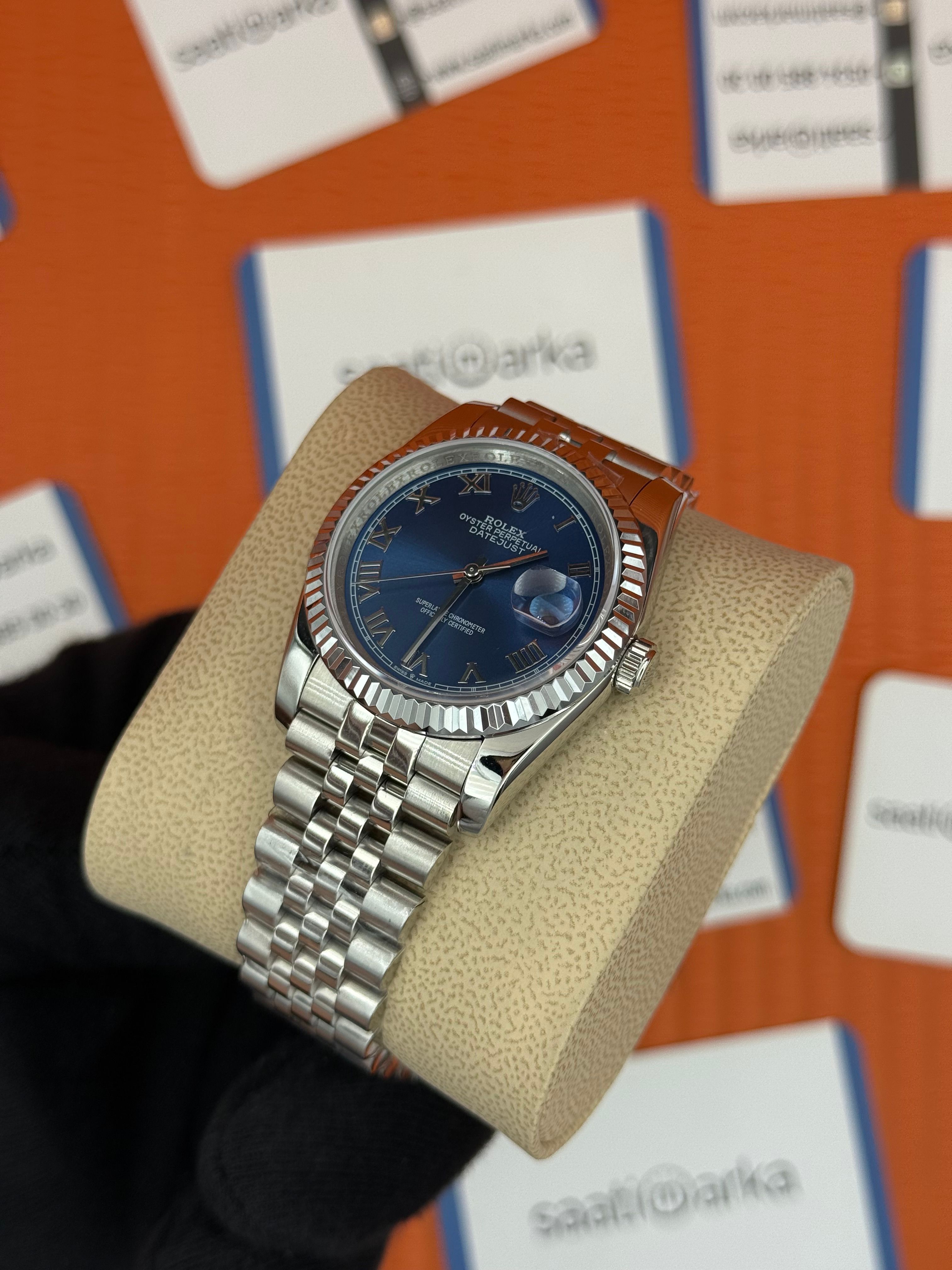 ROLEX datejust 36mm mavi kadran silver jubilee kordon
