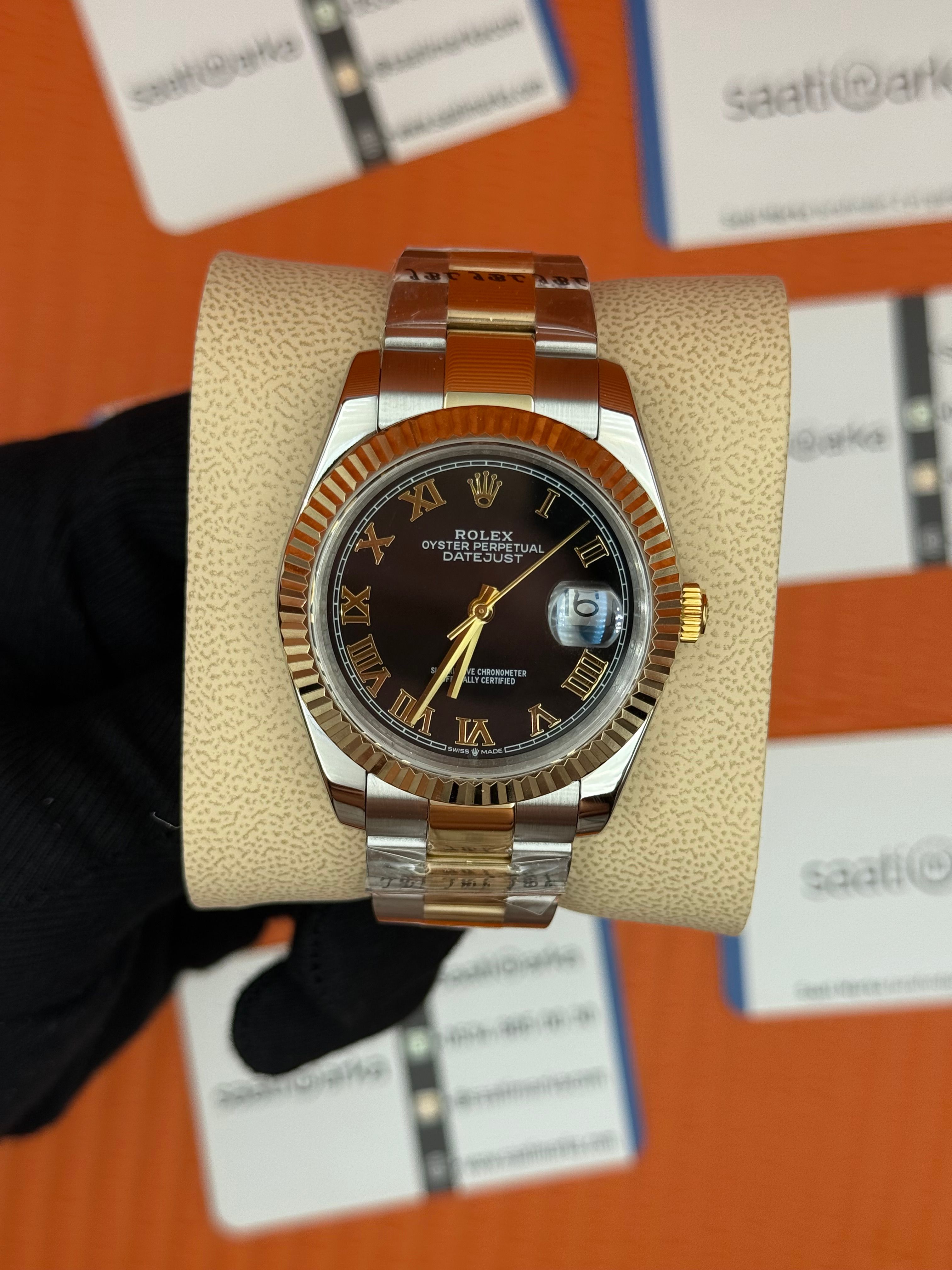 ROLEX Datejust black dial roma rakamlı gold silver kasa-kordon oyster