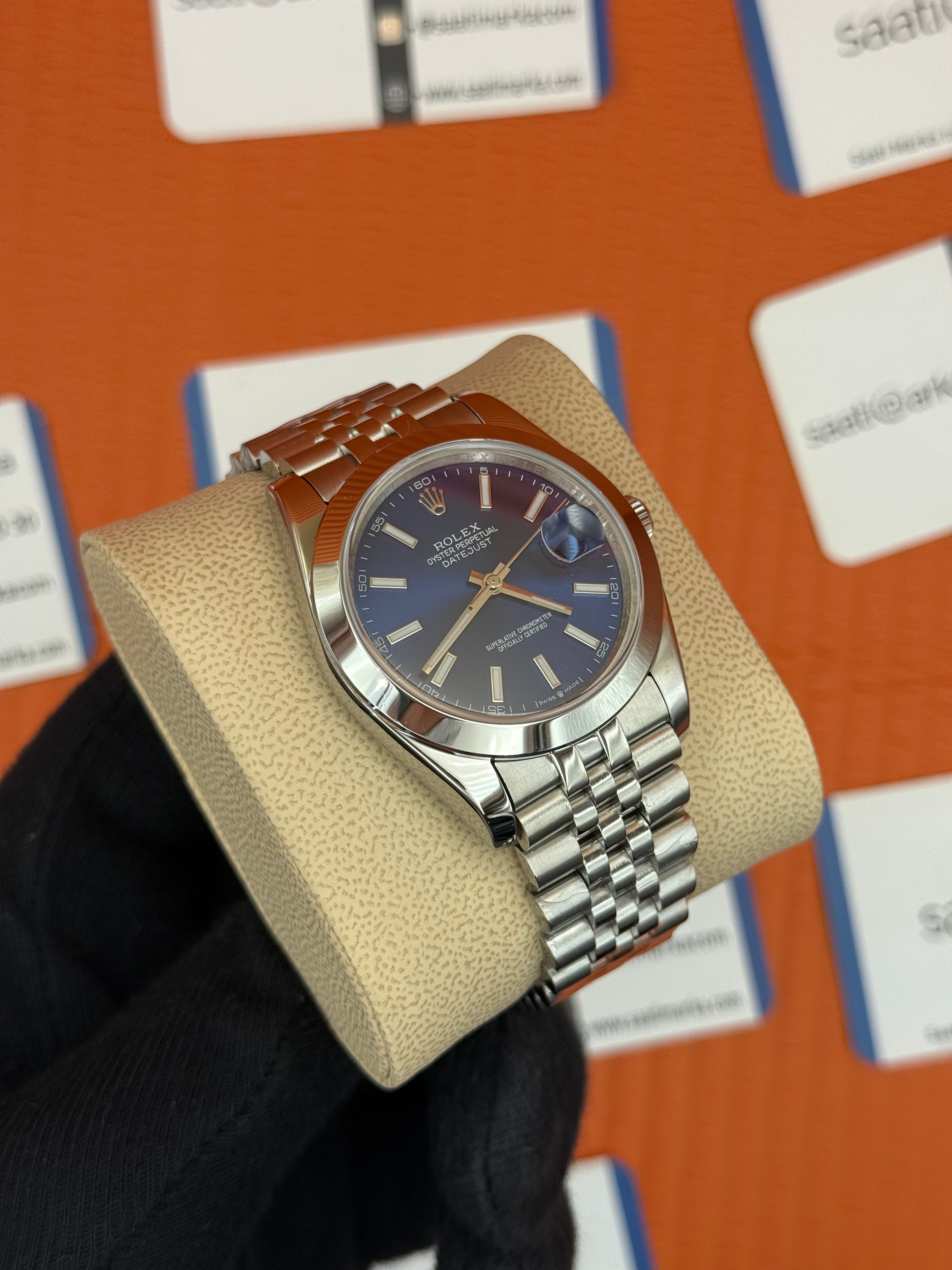 ROLEX Datejust blue dial silver jubilee kordon